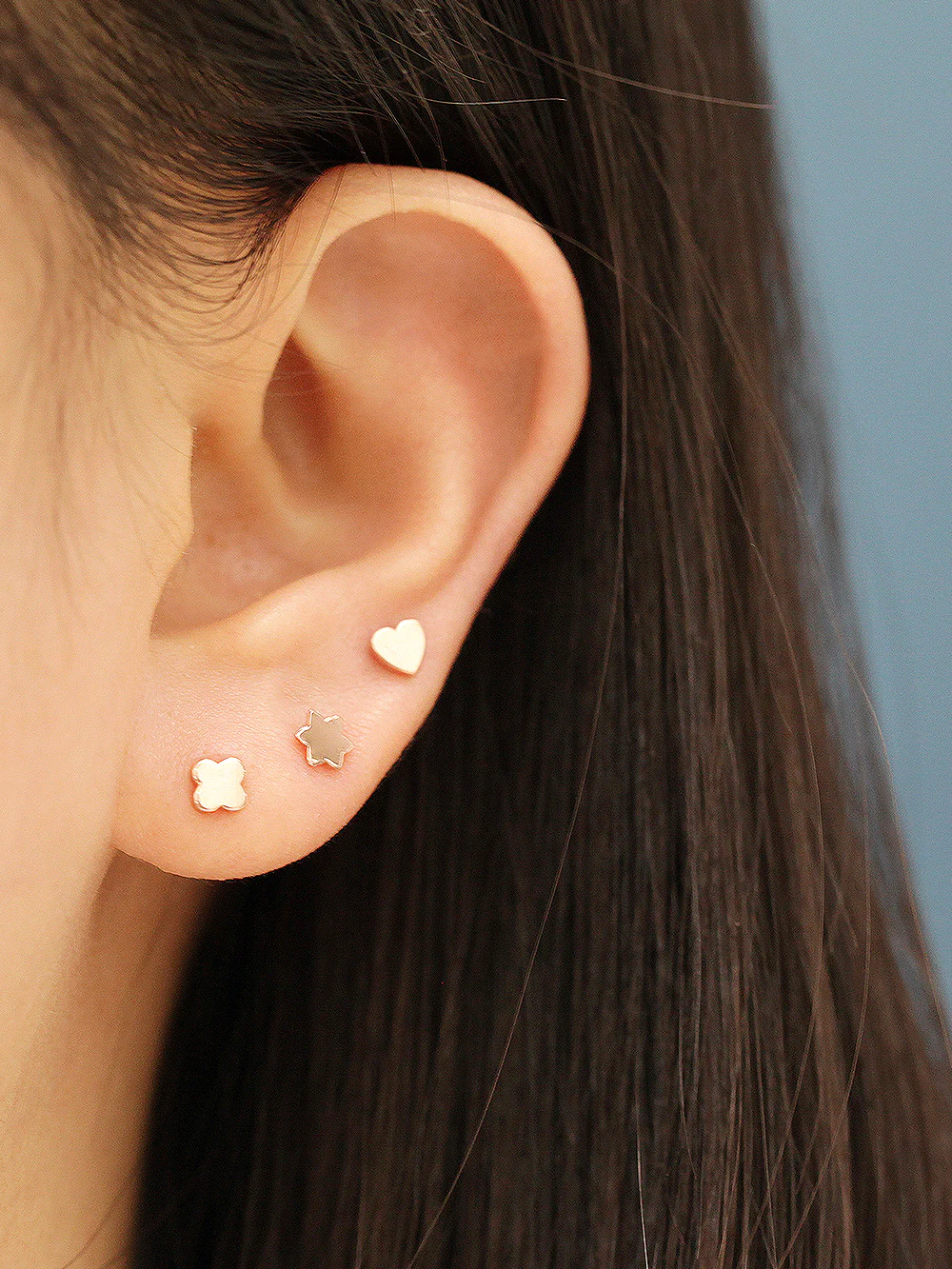 14K Gold Plain Star / Heart / Clover cartilage earring 20g - Image 7