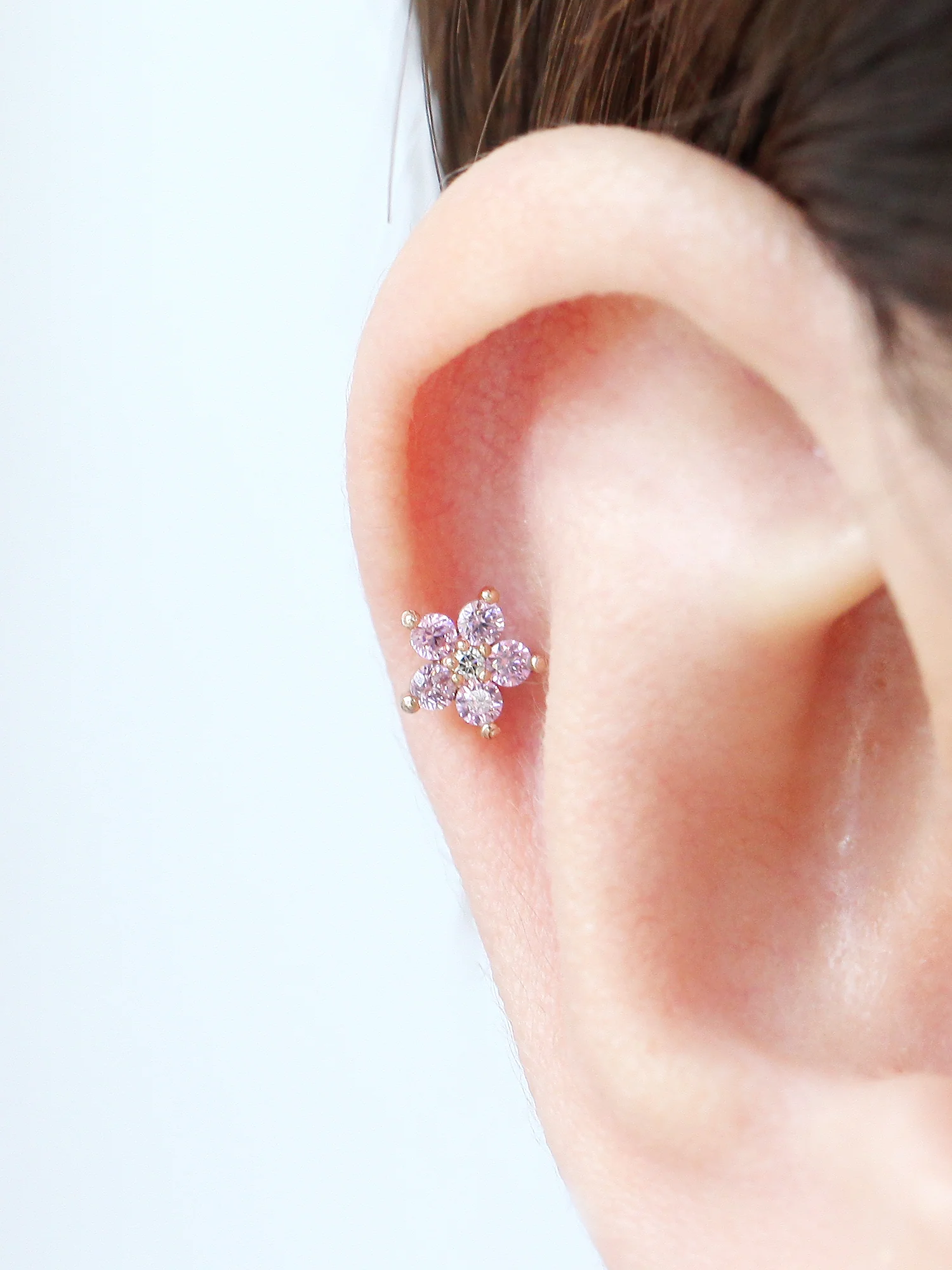 14K Gold Best Flower Labret Piercing 18G16G - Image 10