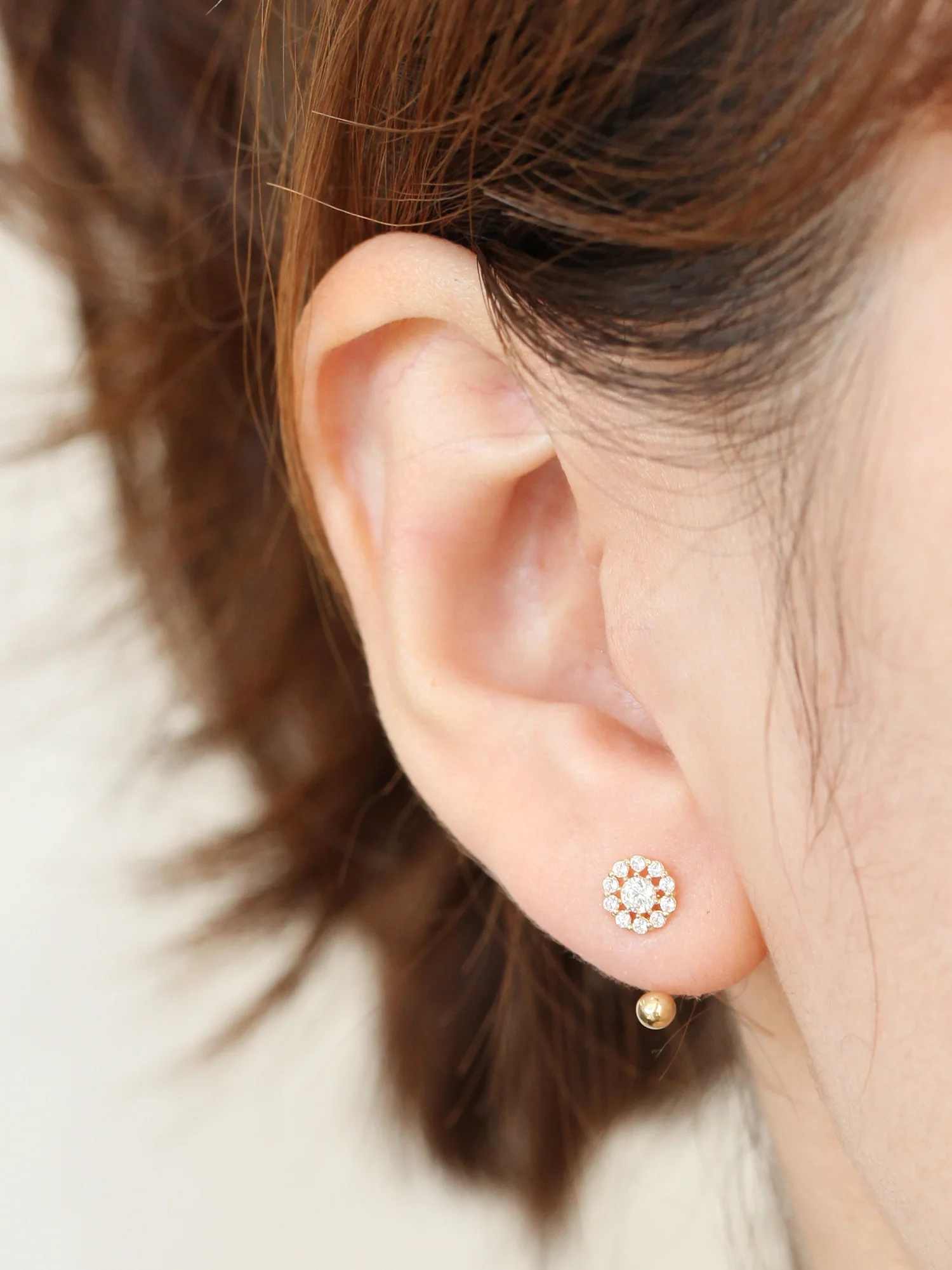 14K Gold Cubic Flower U Shape Tragus Earring 20G - Image 10