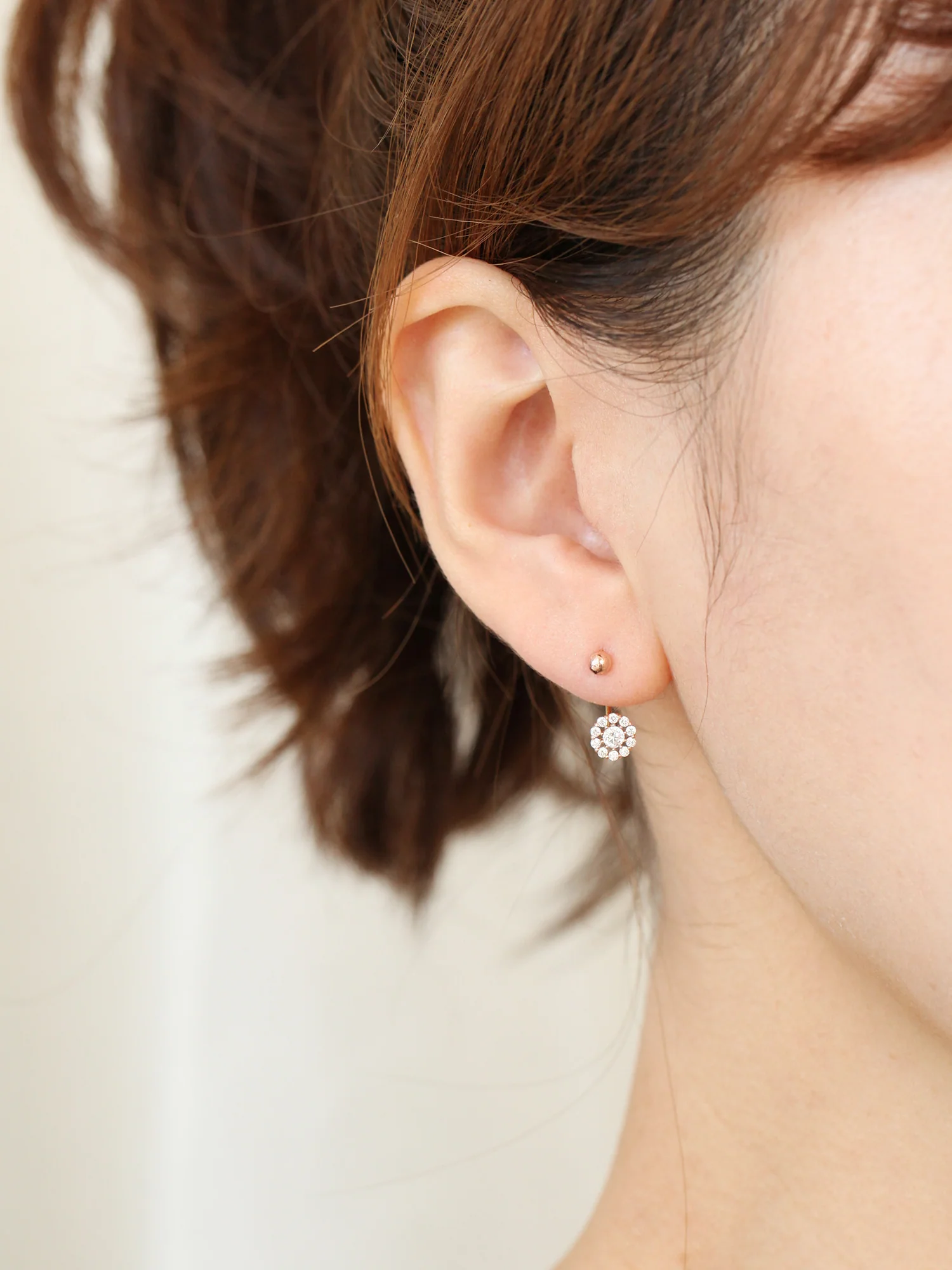 14K Gold Cubic Flower U Shape Tragus Earring 20G - Image 6