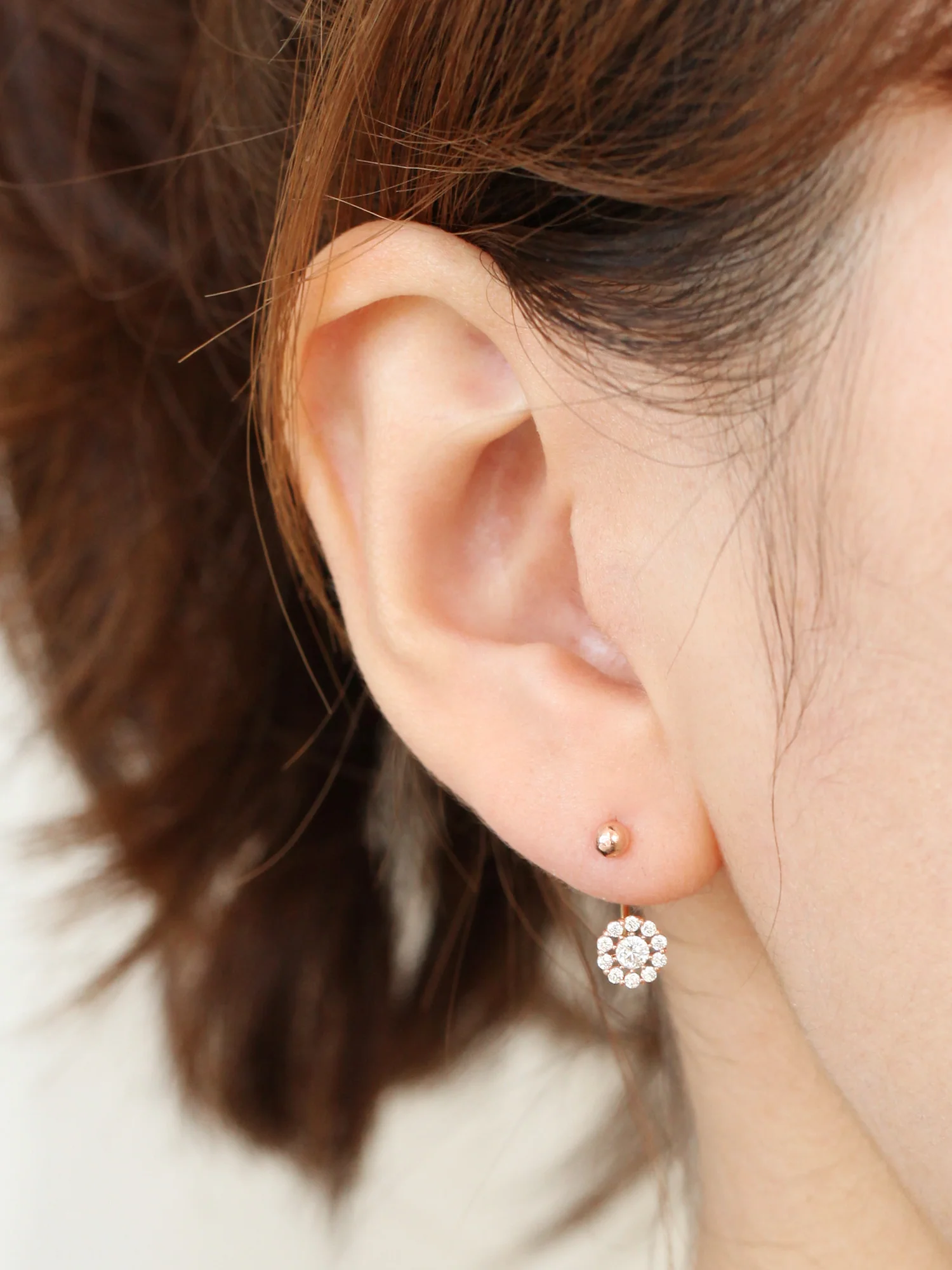 14K Gold Cubic Flower U Shape Tragus Earring 20G - Image 7