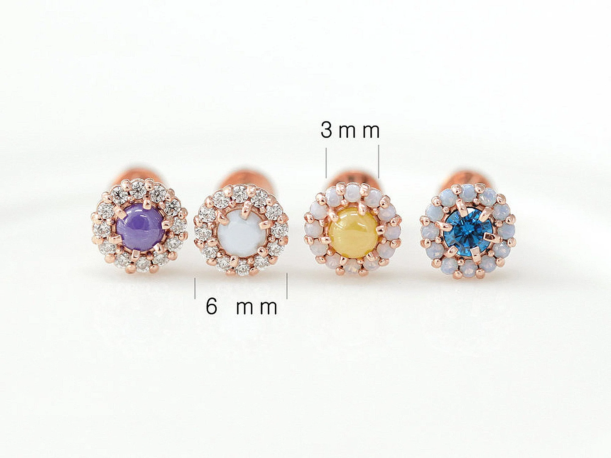 14K Gold Candy Cubic Labret Piercing 18G16G - Image 10