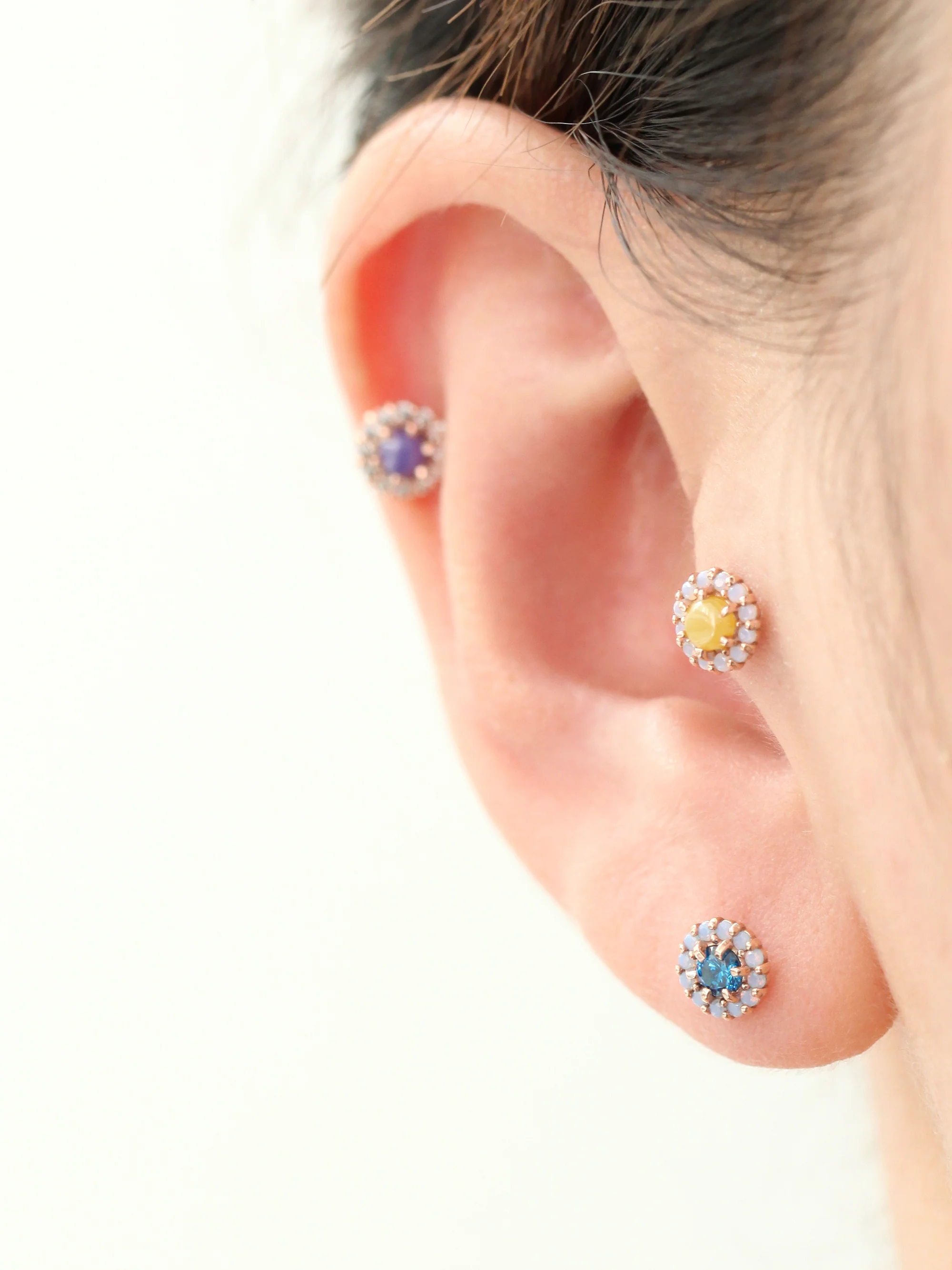 14K Gold Candy Cubic Labret Piercing 18G16G - Image 9