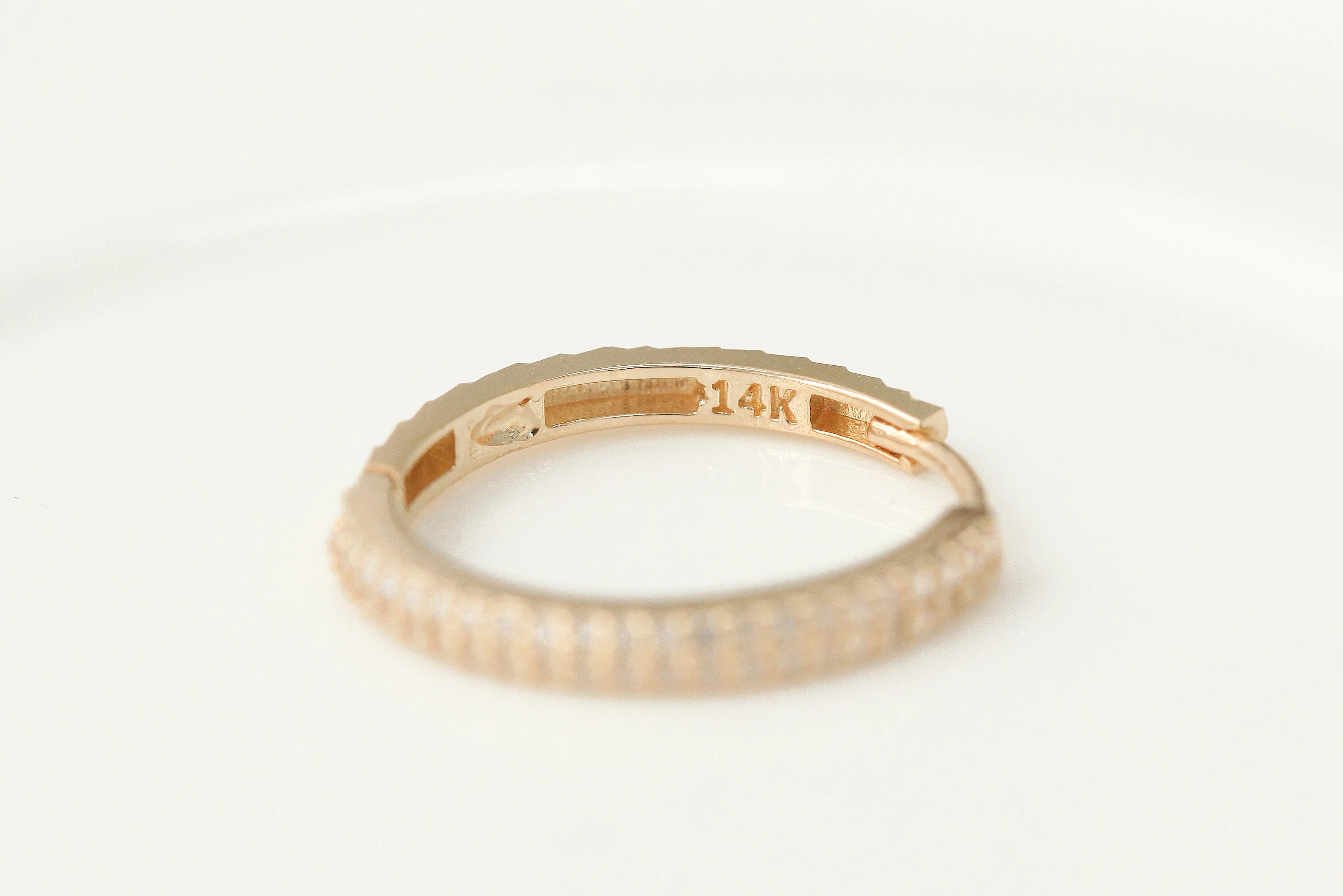 14K Gold 2 Line CZ Hoop Earring - Image 18