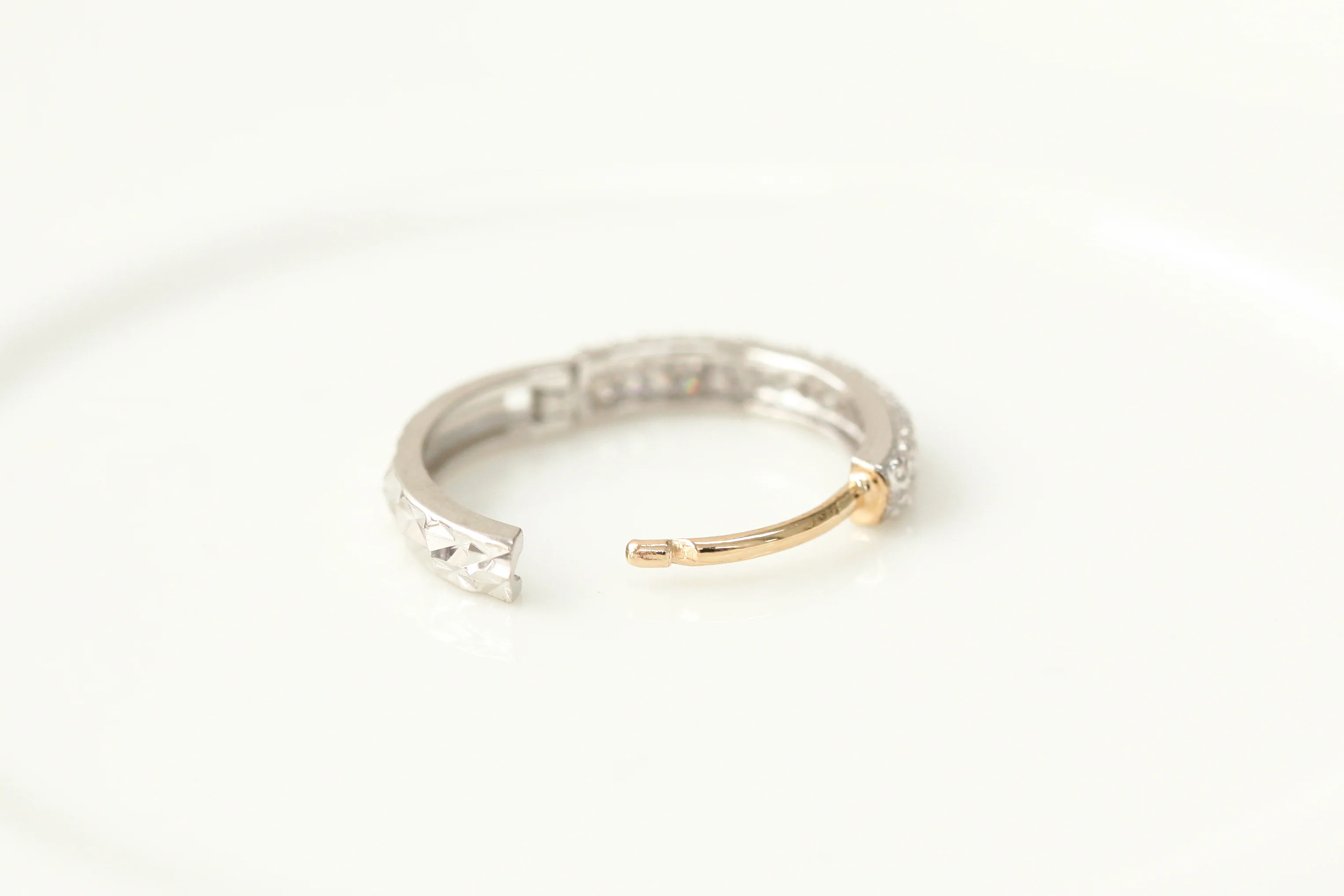 14K Gold 2 Line CZ Hoop Earring - Image 19