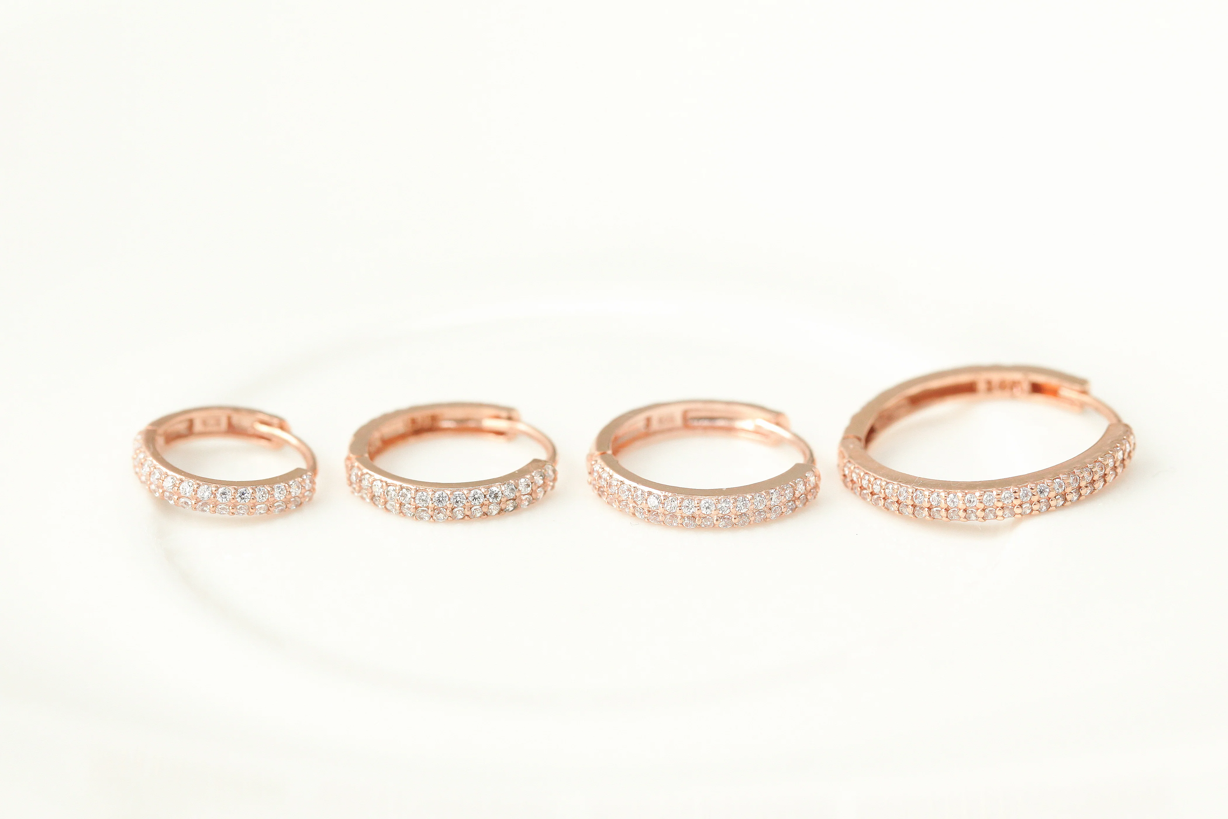 14K Gold 2 Line CZ Hoop Earring - Image 5