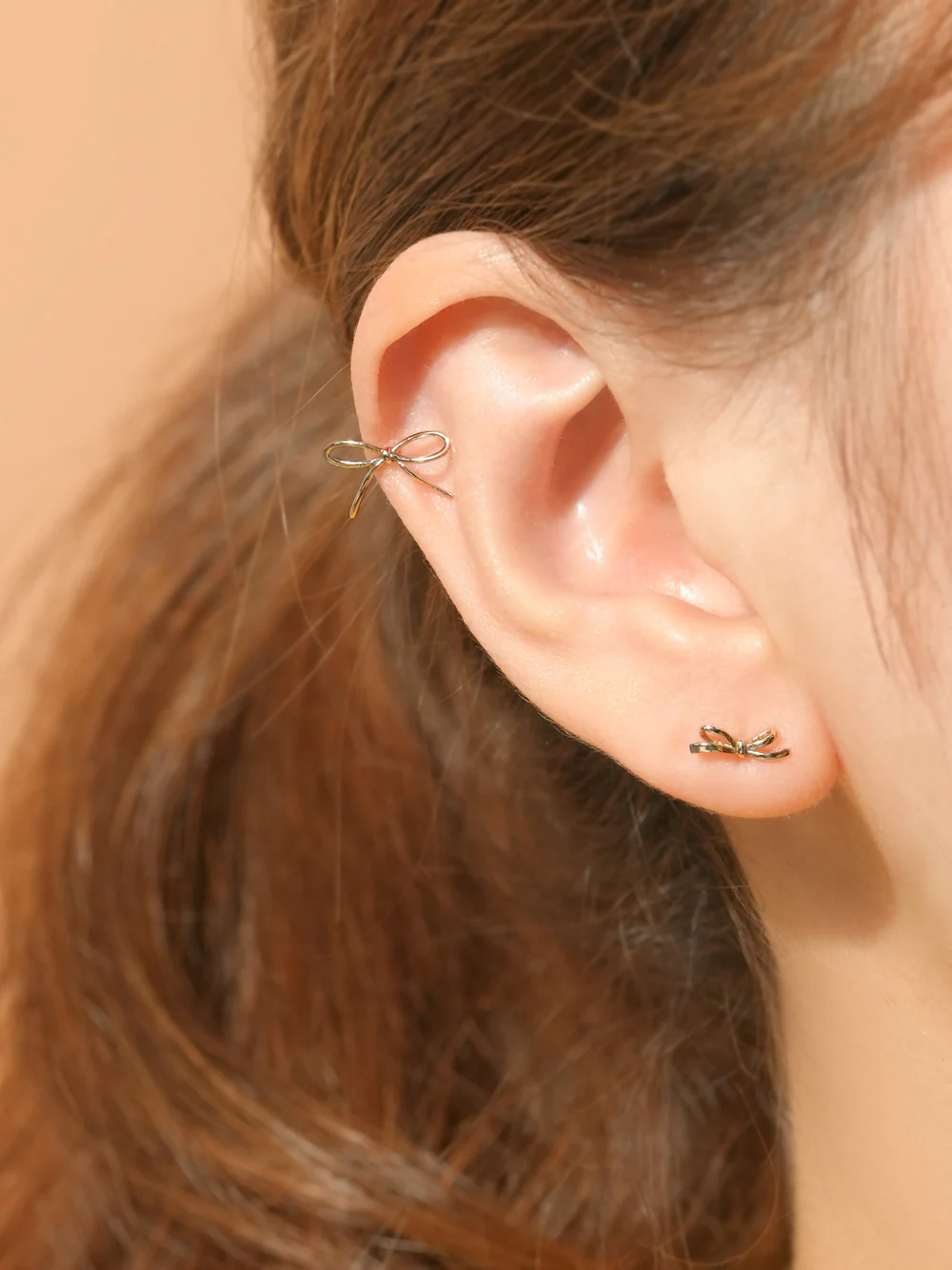 14K Gold Angel Ribbon Cartilage Earring 20G18G16G - Image 8