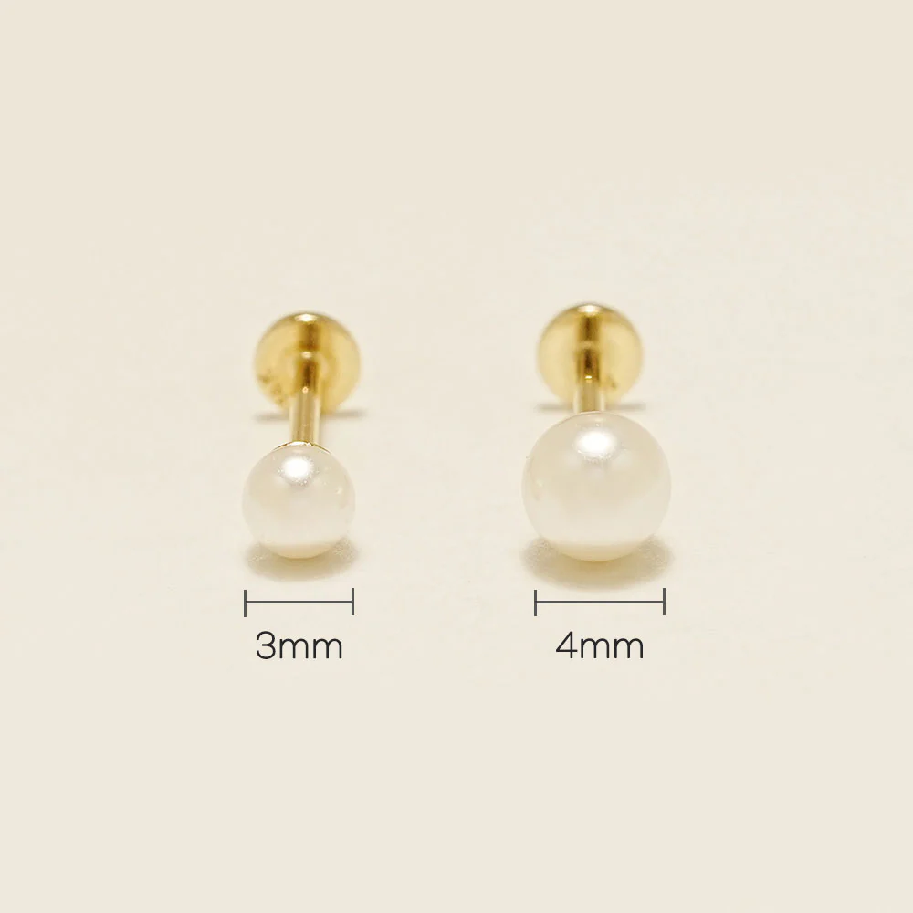 14K Gold Basic Pearl Internally Threaded Labret Piercing 20G - Image 15