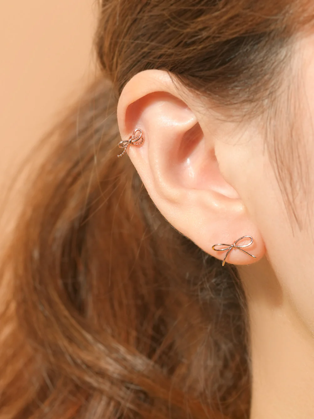 14K Gold Bird Ribbon Cartilage Earring 20G18G16G - Image 4