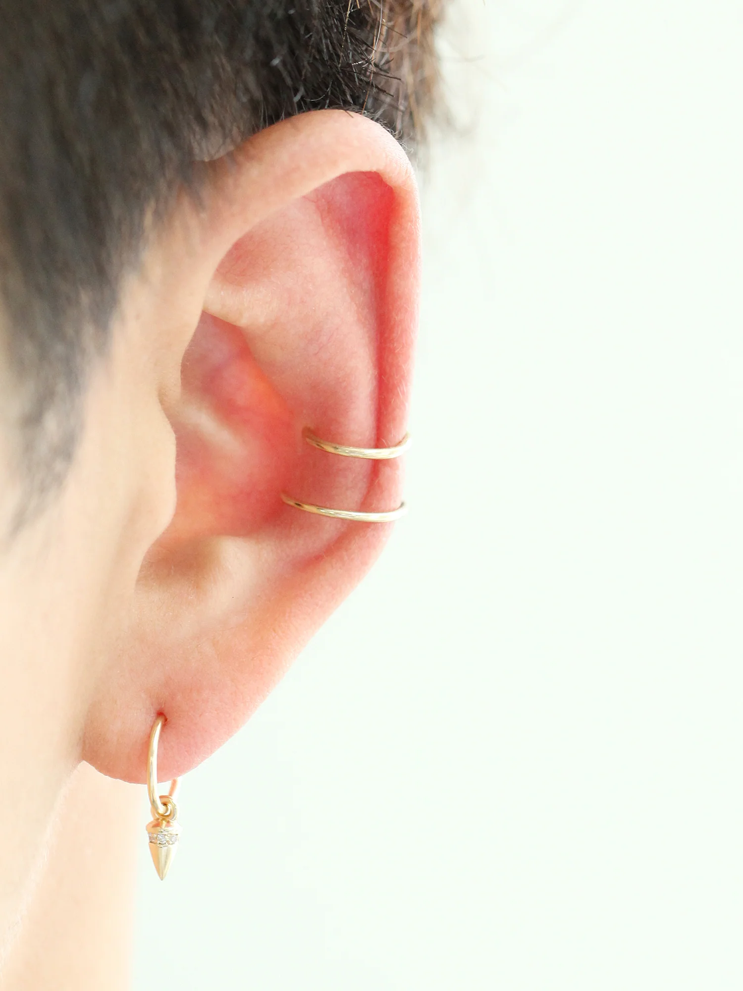 14K gold Bullet hoop Cartilage earring 18g16g - Image 4