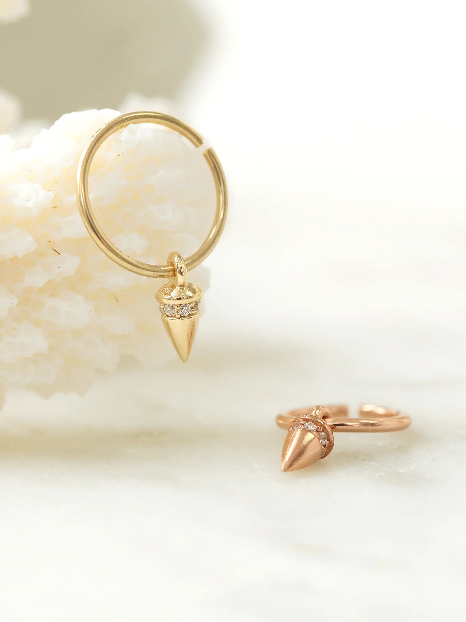 14K gold Bullet hoop Cartilage earring 18g16g - Image 8