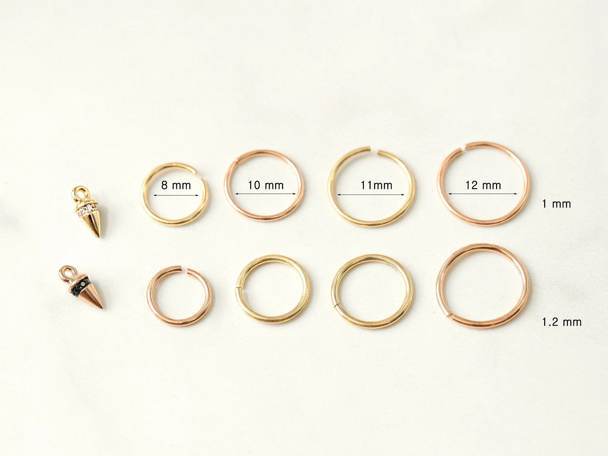 14K gold Bullet hoop Cartilage earring 18g16g - Image 9