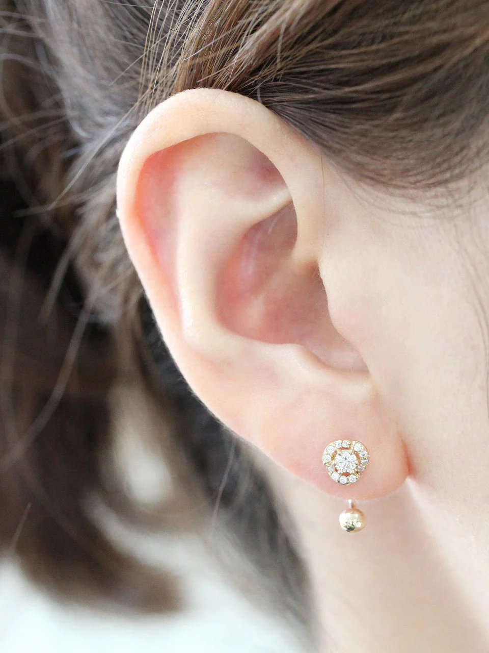 14K Gold Camelia Flower Tragus Piercing 18G16G - Image 8