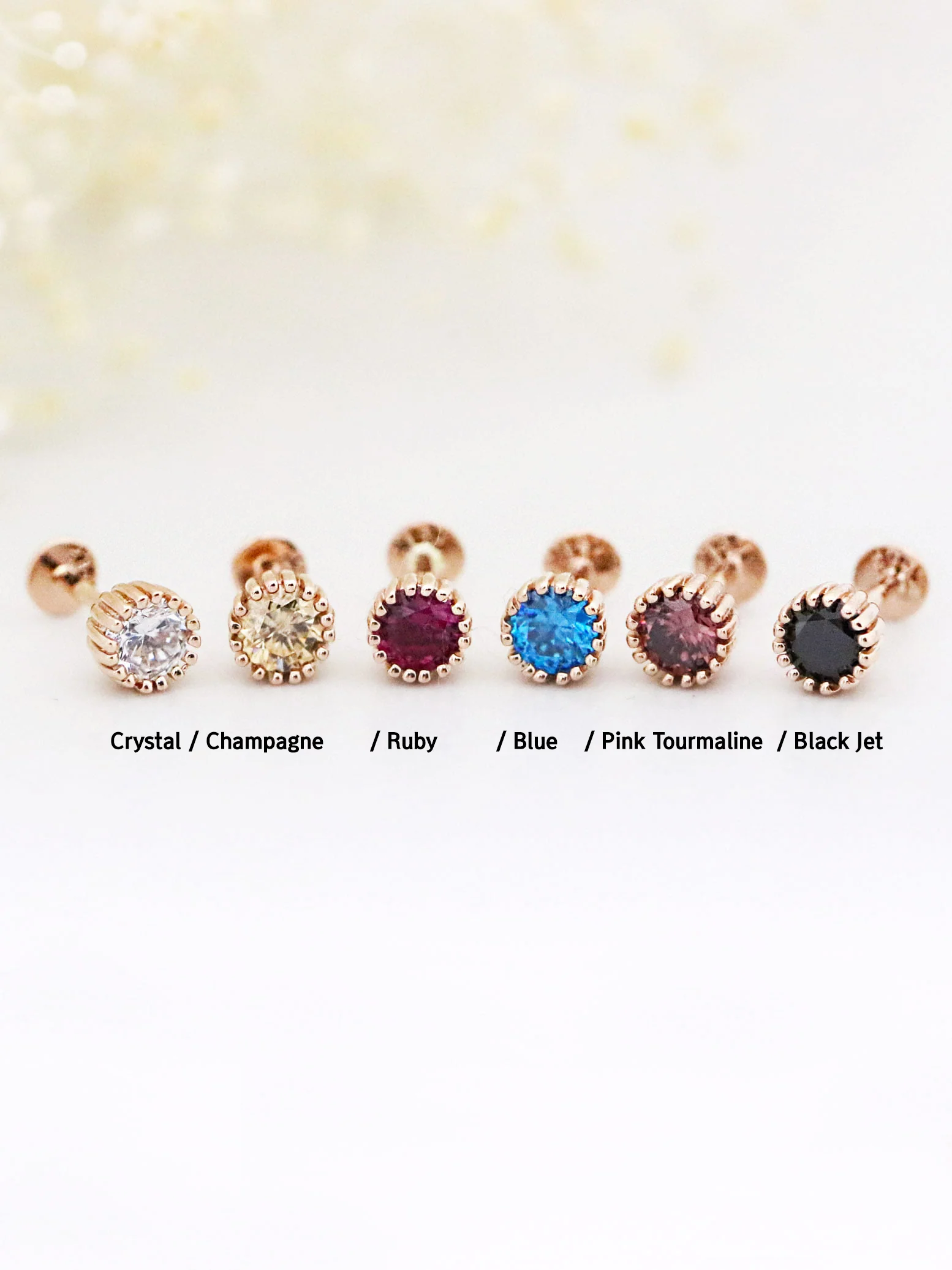 14K Gold Colorful Cubic Labret Piercing 18G16G - Image 9