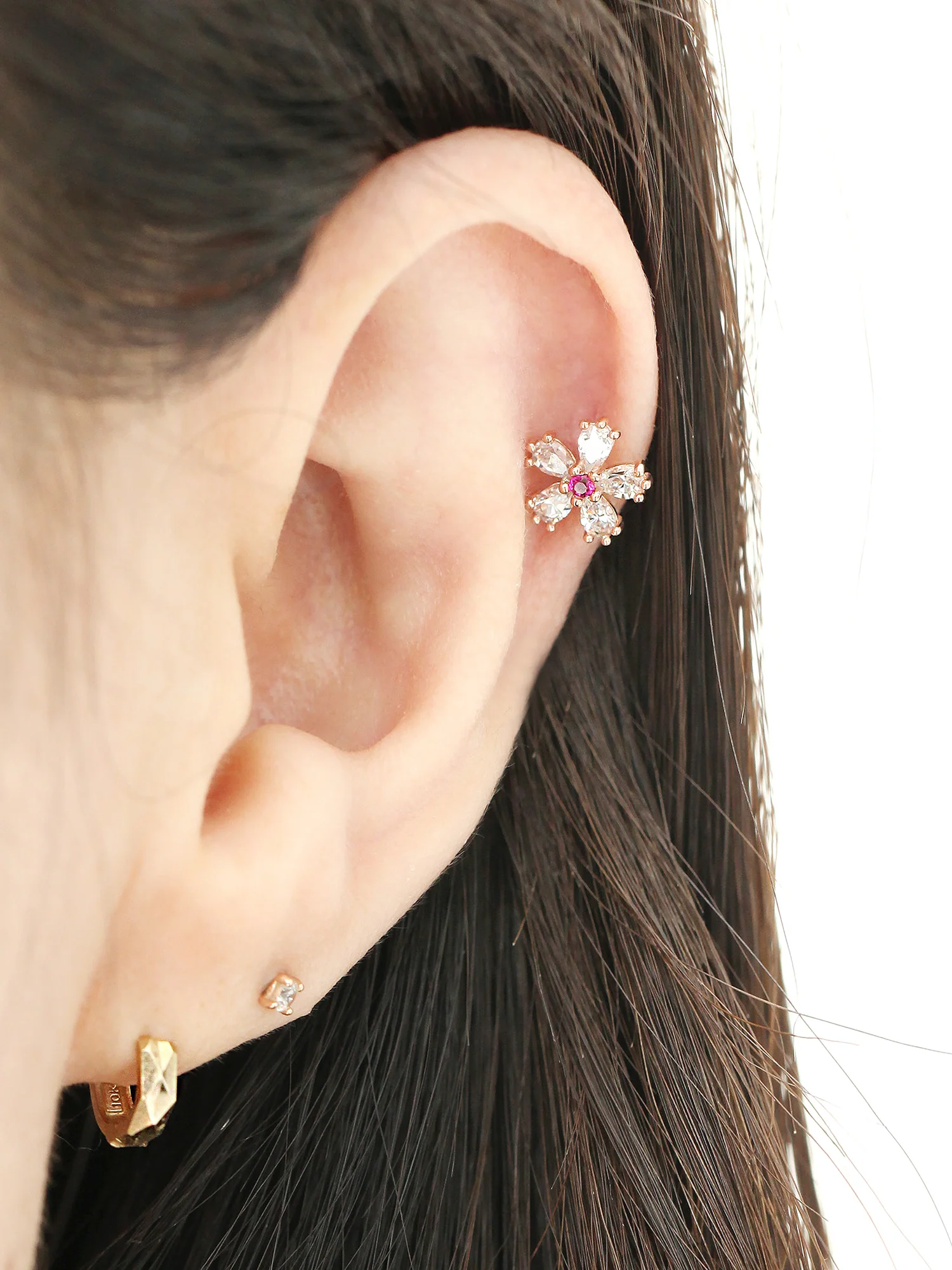 14K Gold Cosmos Cartilage Earring 18g16g - Image 10