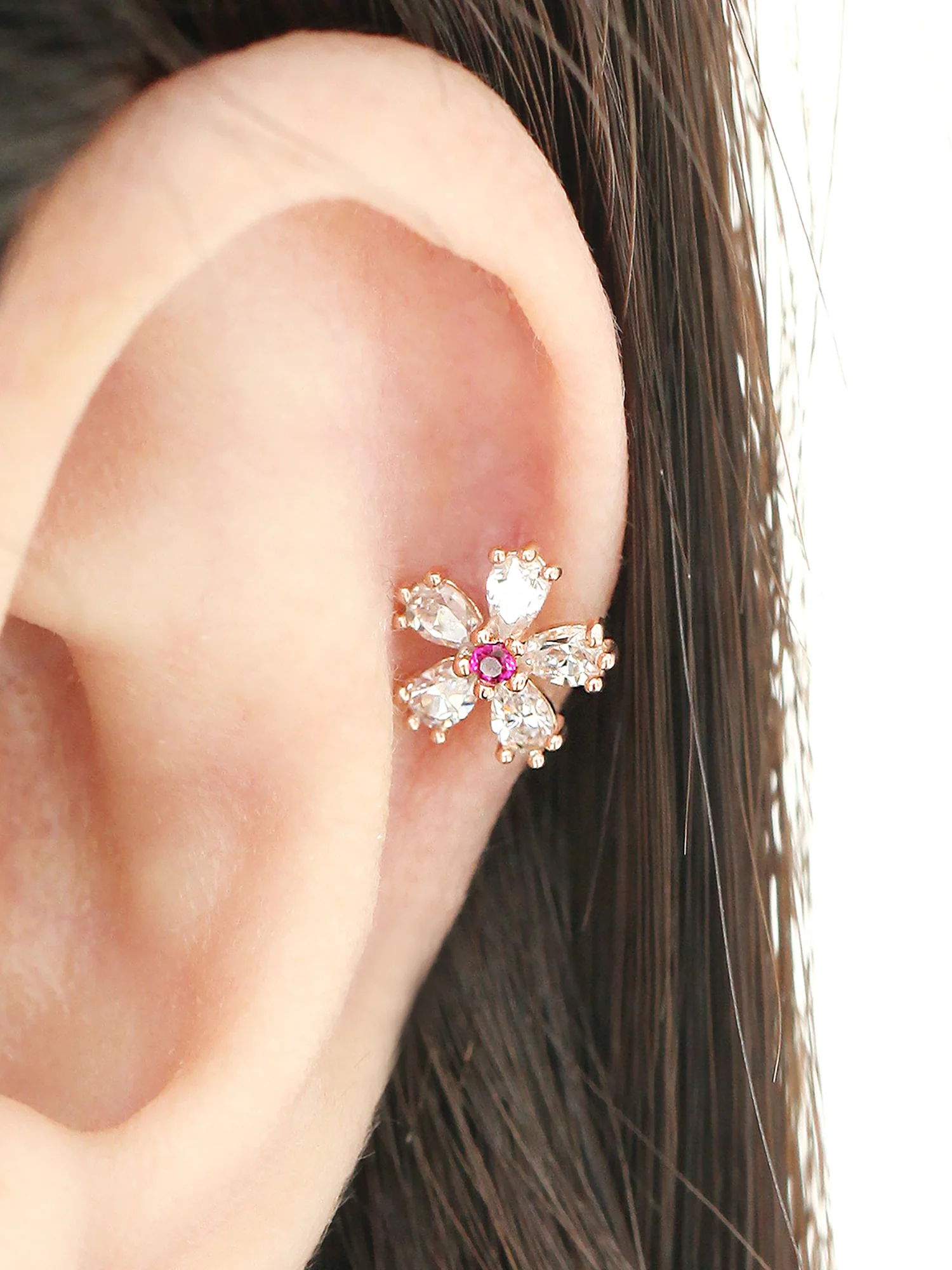 14K Gold Cosmos Cartilage Earring 18g16g - Image 9