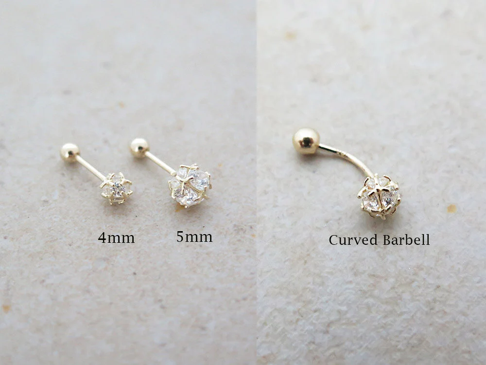 14K Gold Crystal Cubic Ball Cartilage Rook Earring 20G - Image 11