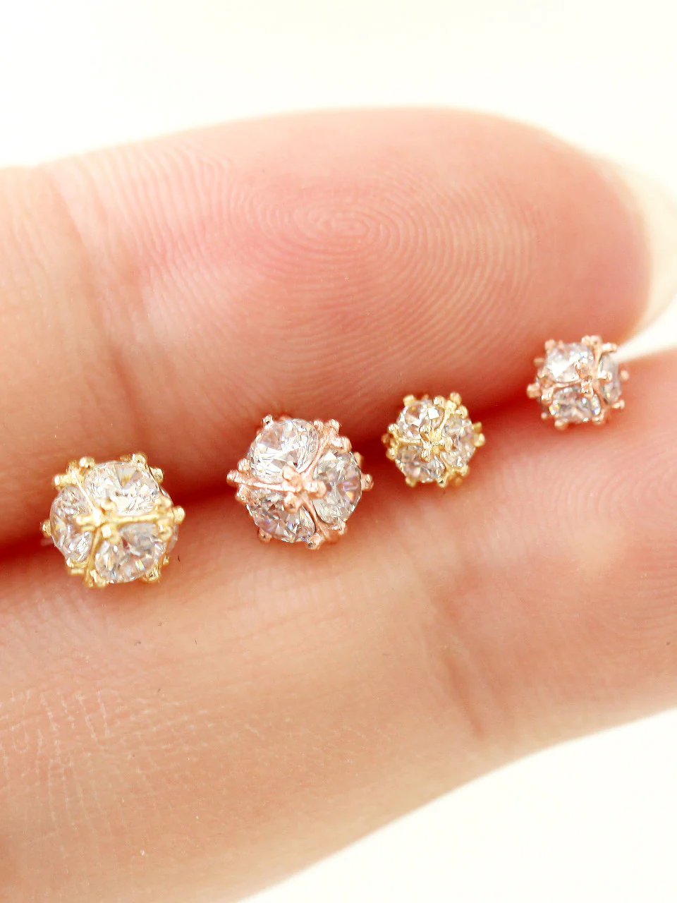 14K Gold Crystal Cubic Ball Cartilage Rook Earring 20G - Image 6