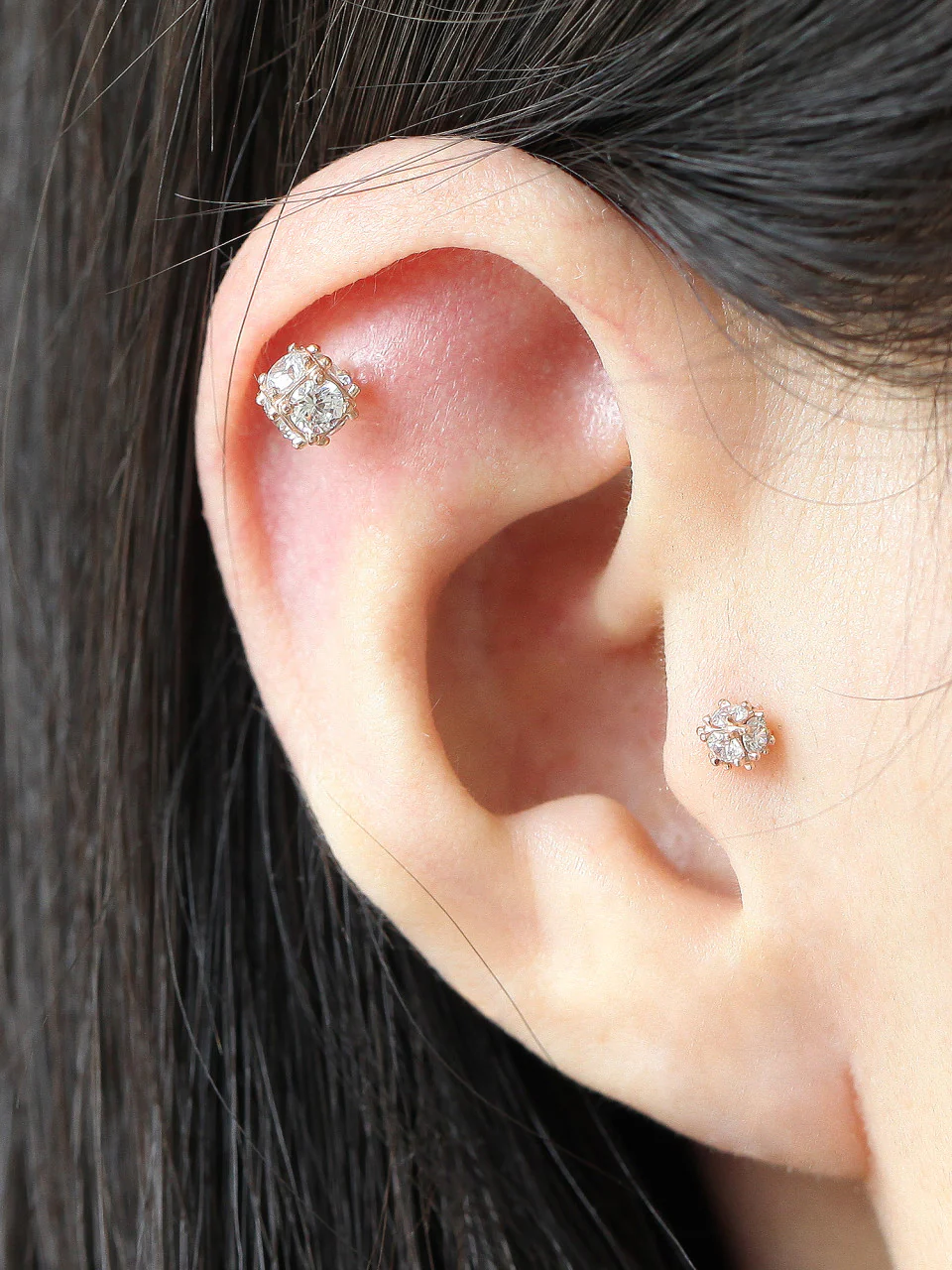 14K Gold Crystal Cubic Ball Cartilage Rook Earring 20G - Image 8