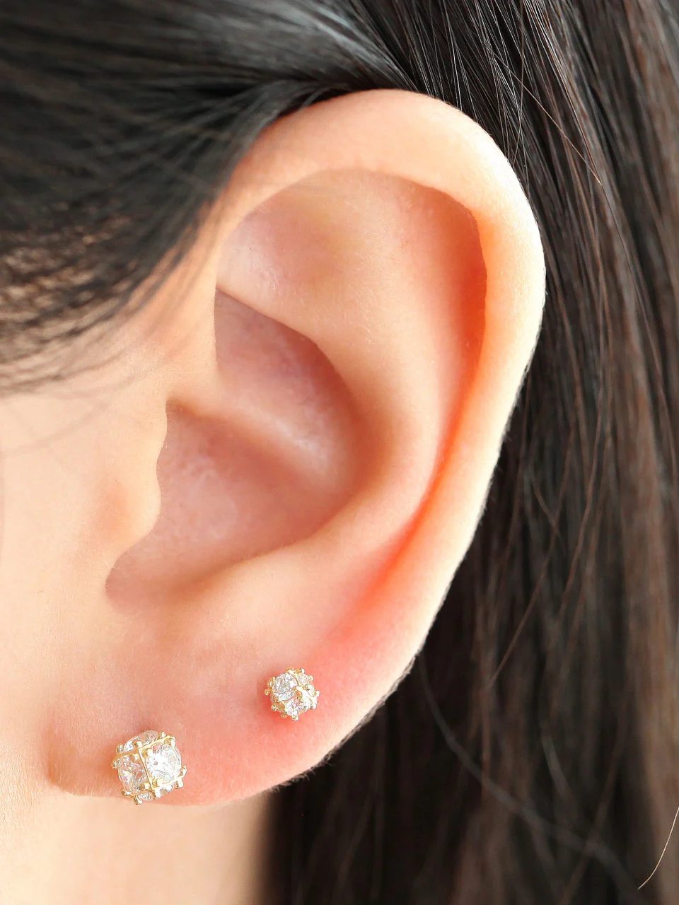 14K Gold Crystal Cubic Ball Cartilage Rook Earring 20G - Image 9