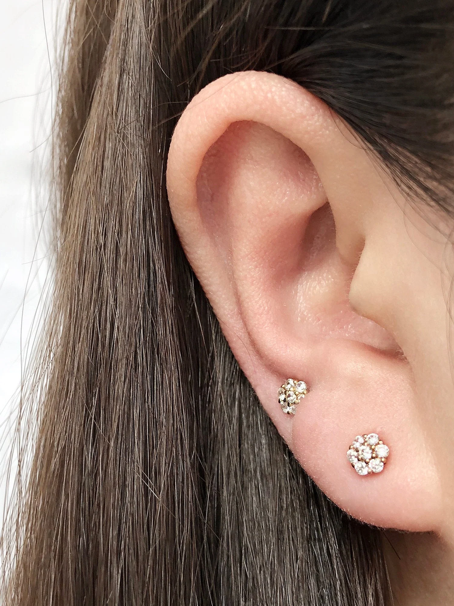 14K Gold Crystal CZ Cartilage Earring 18G16G - Image 4