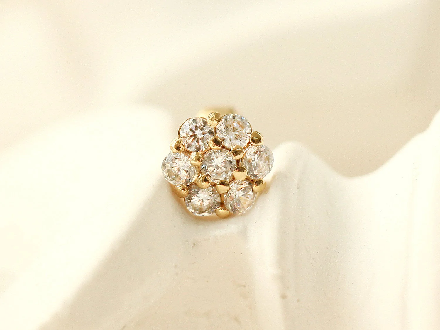14K Gold Crystal CZ Cartilage Earring 18G16G - Image 7