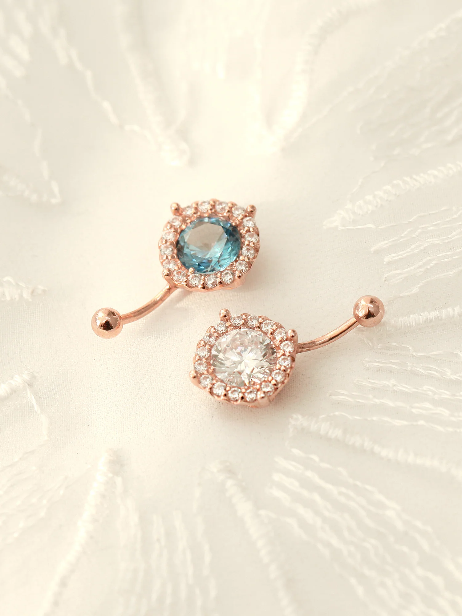 14K Gold Crystal Ear Jacket, belly button 18G16G - Image 3