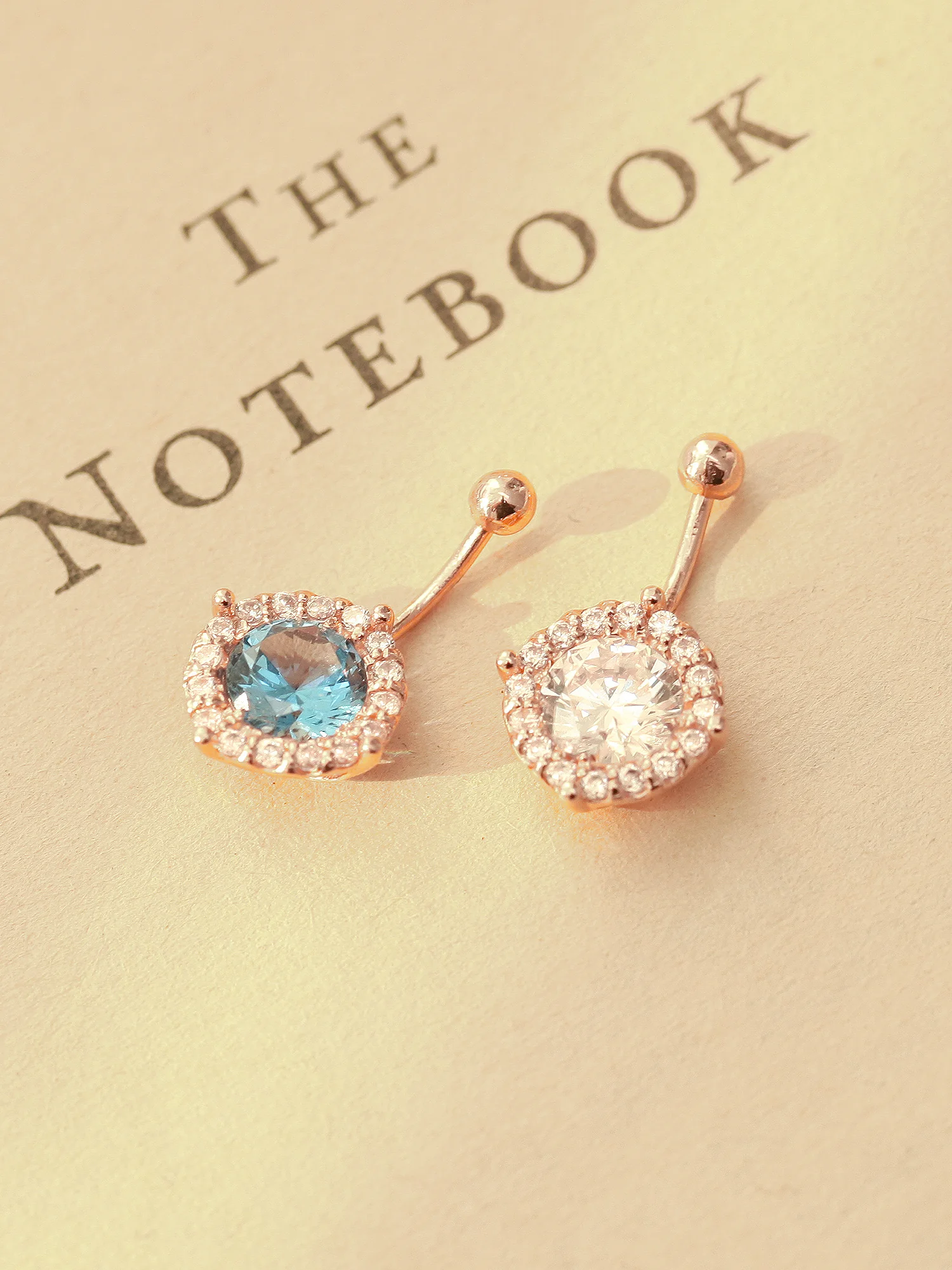 14K Gold Crystal Ear Jacket, belly button 18G16G - Image 4