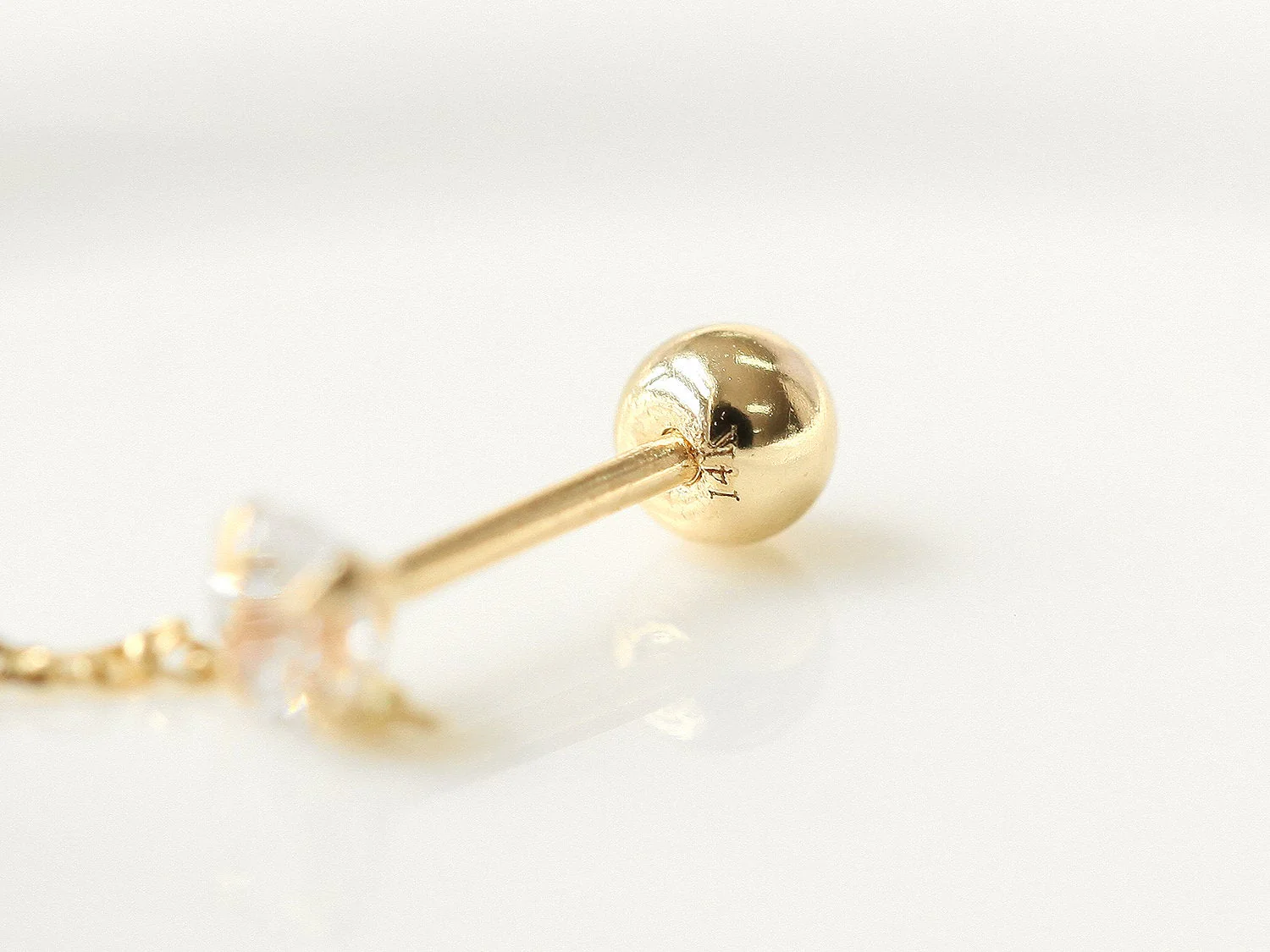 14K Gold Cubic Layered Double Cartilage Earring 20G - Image 7