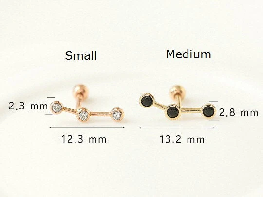 14K Gold Cubic Constellation Cartilage Earring 18g16g - Image 10