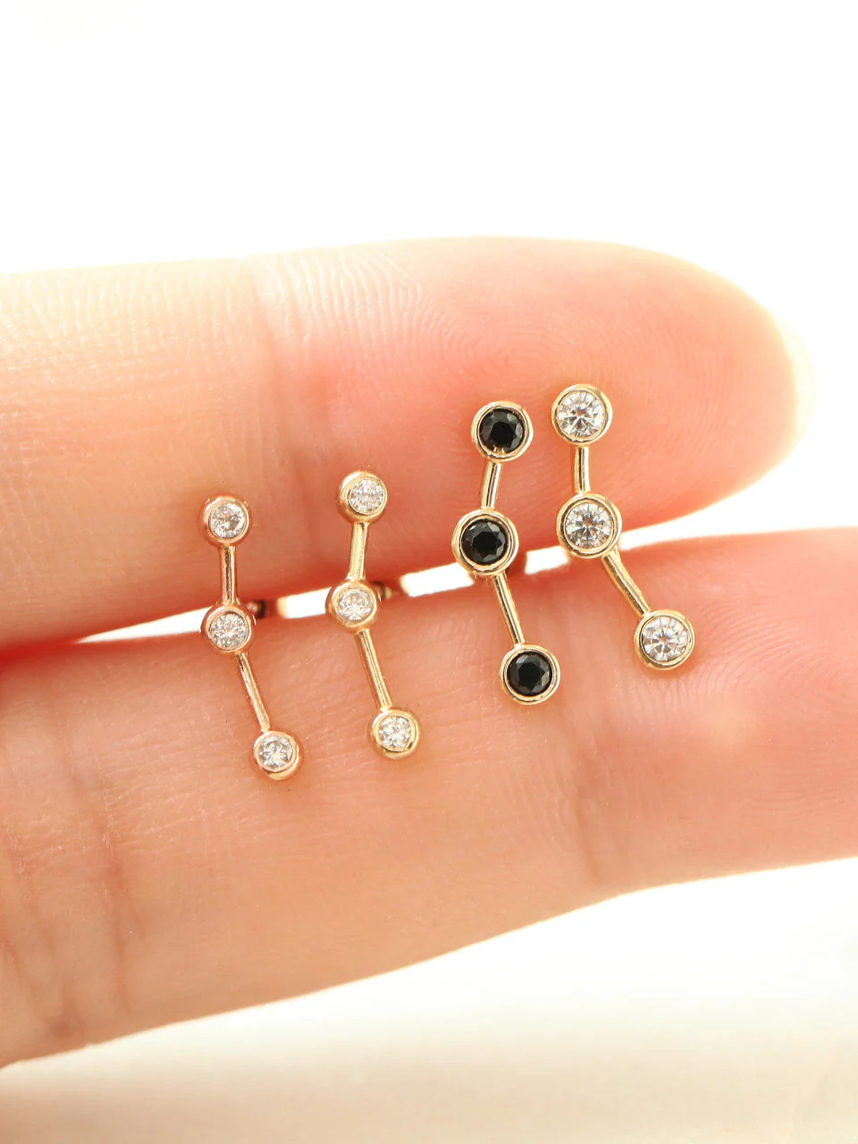 14K Gold Cubic Constellation Cartilage Earring 18g16g - Image 4