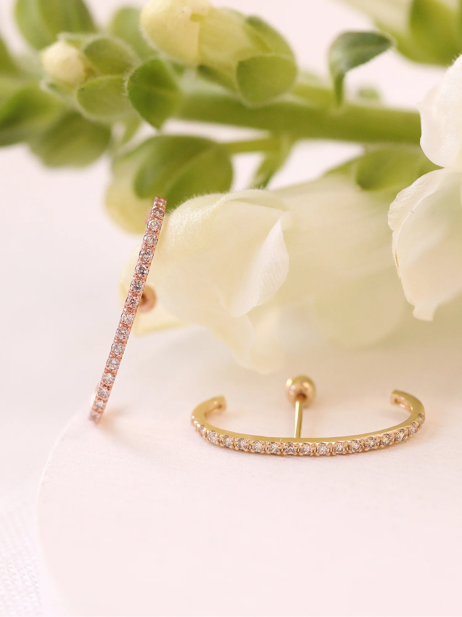 14K Gold Cubic ear cuff wrap earring 20g - Image 4