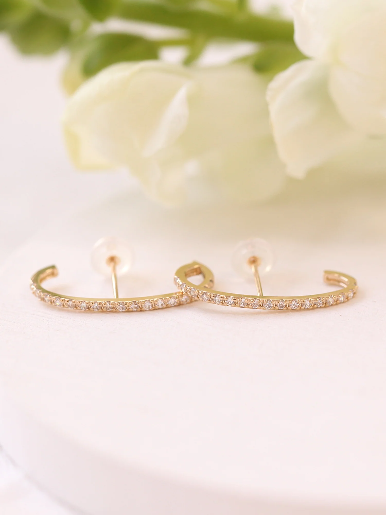 14K Gold Cubic ear cuff wrap earring 20g - Image 5