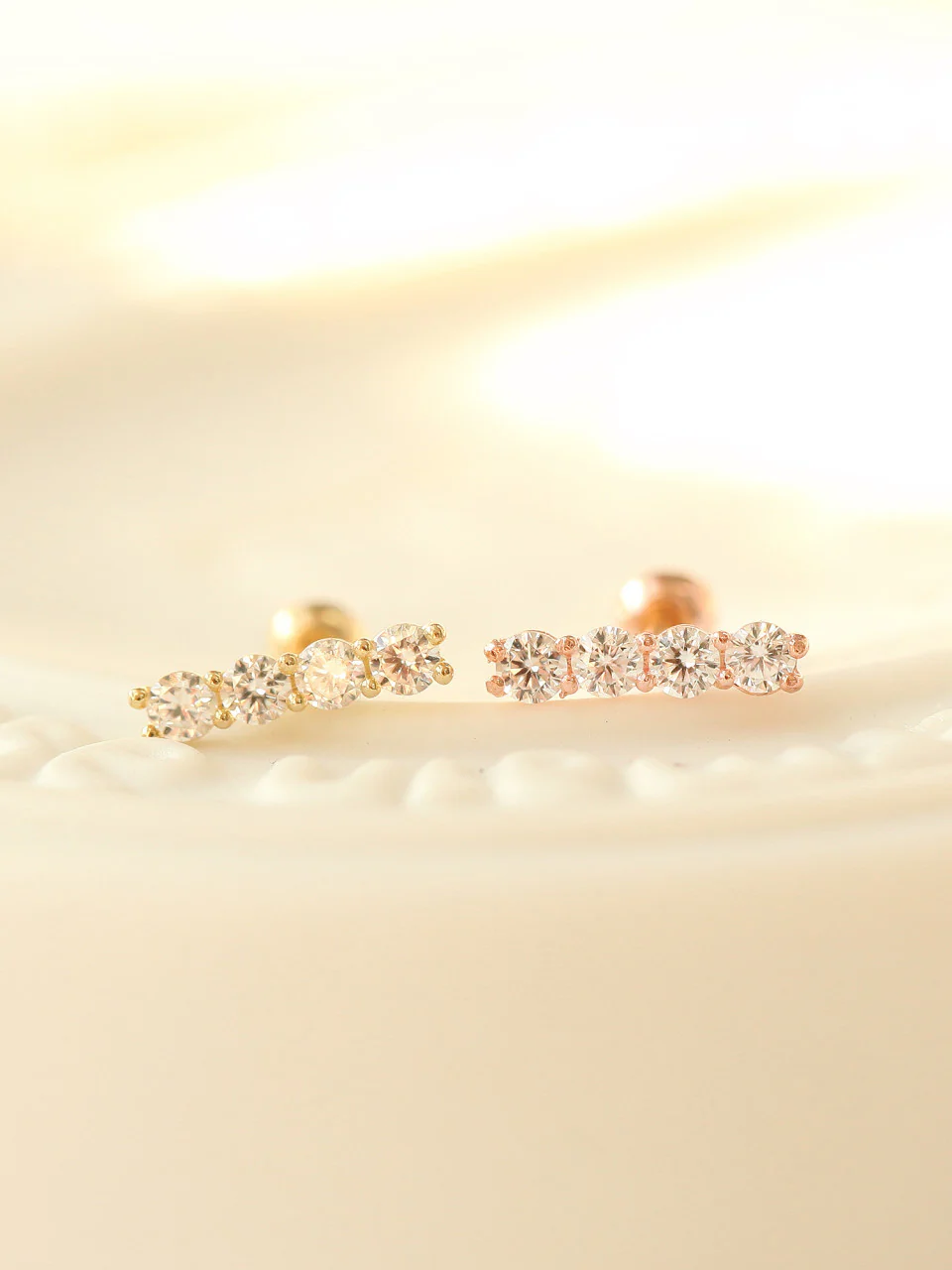 14K Gold Cubic Stick Cartilage Earring 20G - Image 3