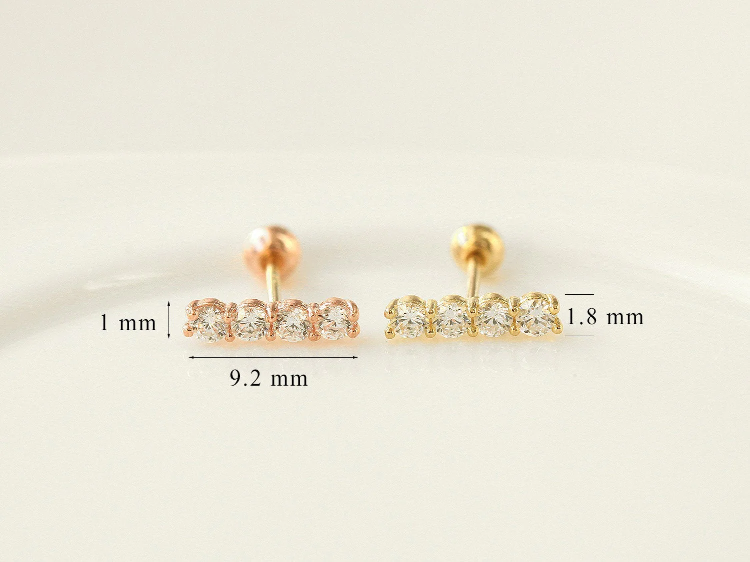 14K Gold Cubic Stick Cartilage Earring 20G - Image 8
