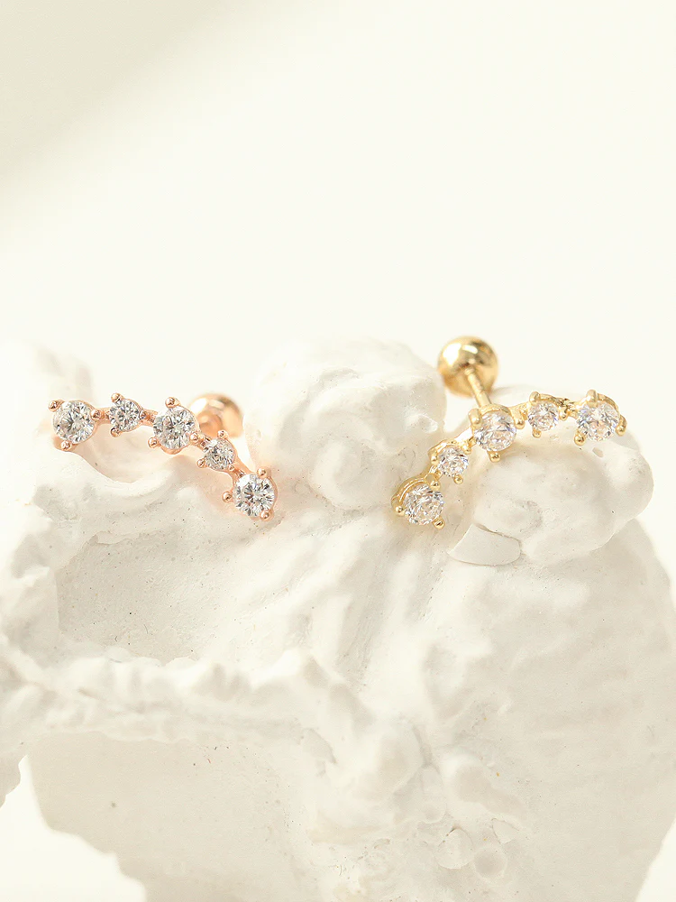 14K Gold Curve Bar Cartilage Earring 20g - Image 3