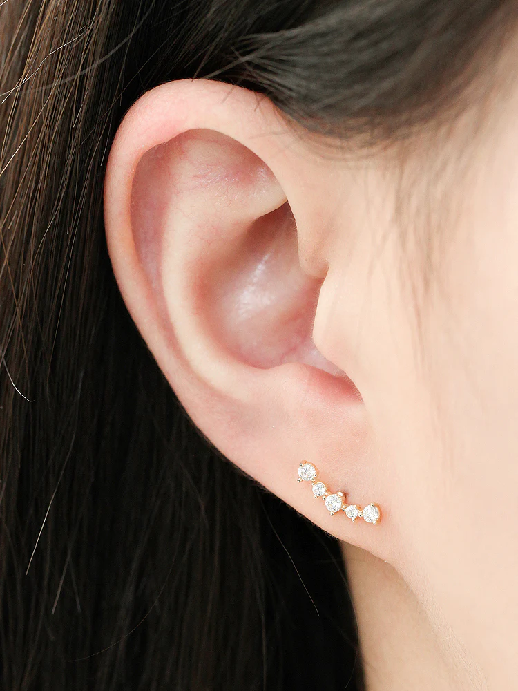 14K Gold Curve Bar Cartilage Earring 20g - Image 5