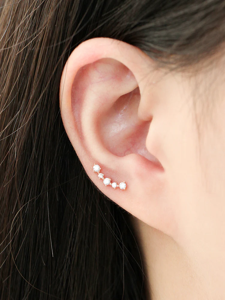 14K Gold Curve Bar Cartilage Earring 20g - Image 6