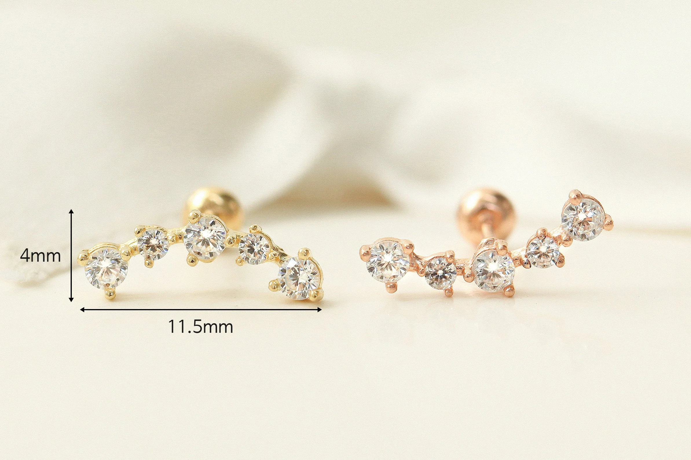 14K Gold Curve Bar Cartilage Earring 20g - Image 8