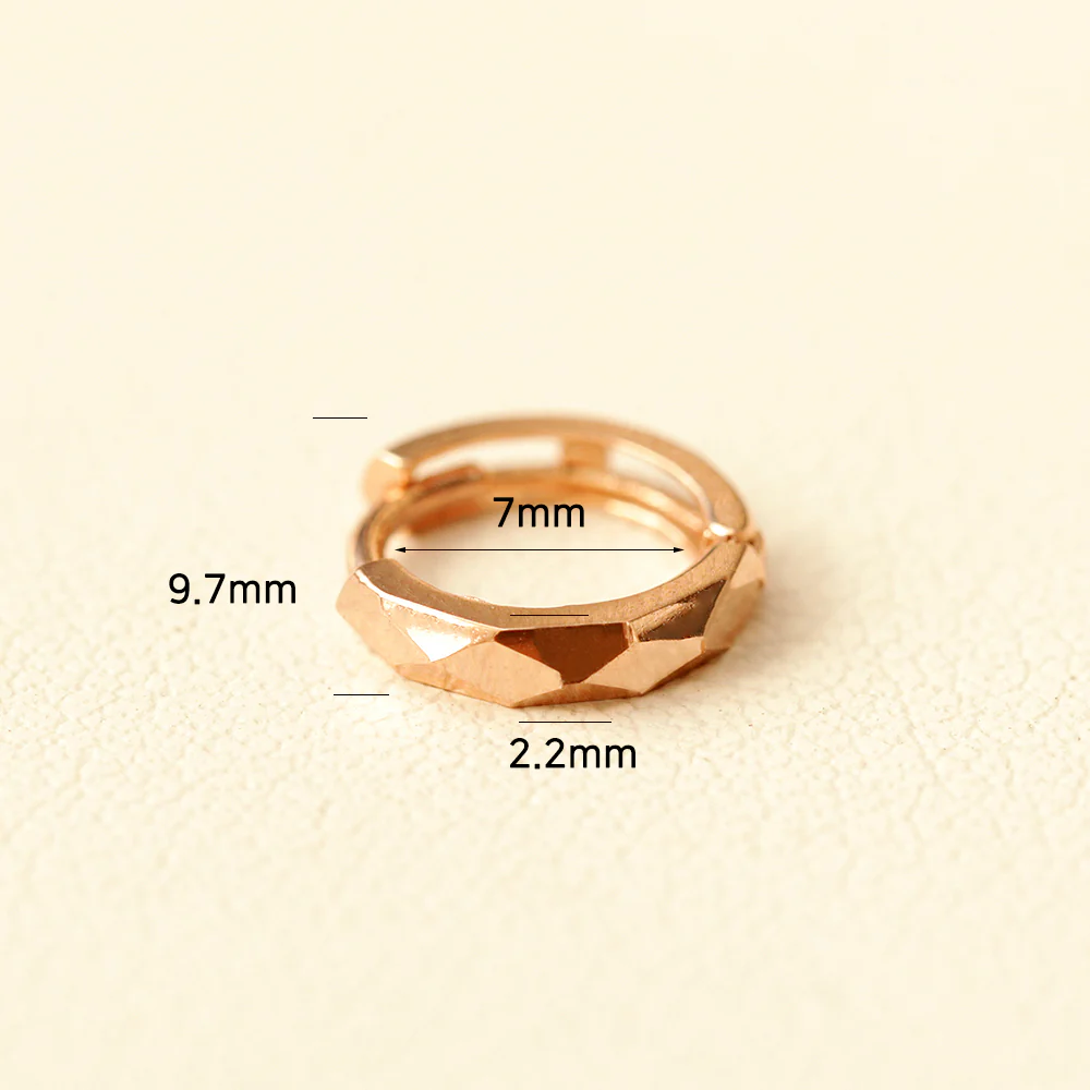 14K Gold Cutting Mini hoop earring - Image 10