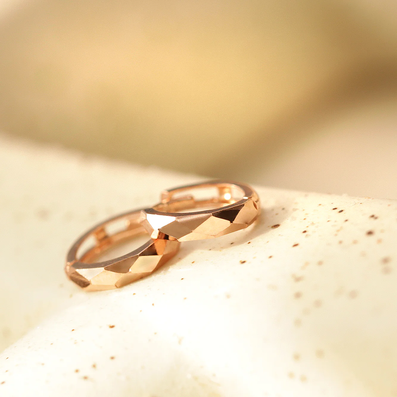 14K Gold Cutting Mini hoop earring - Image 5