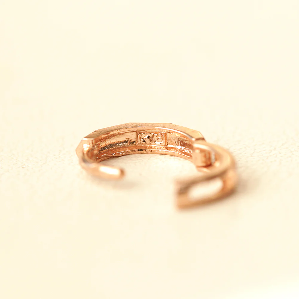 14K Gold Cutting Mini hoop earring - Image 9