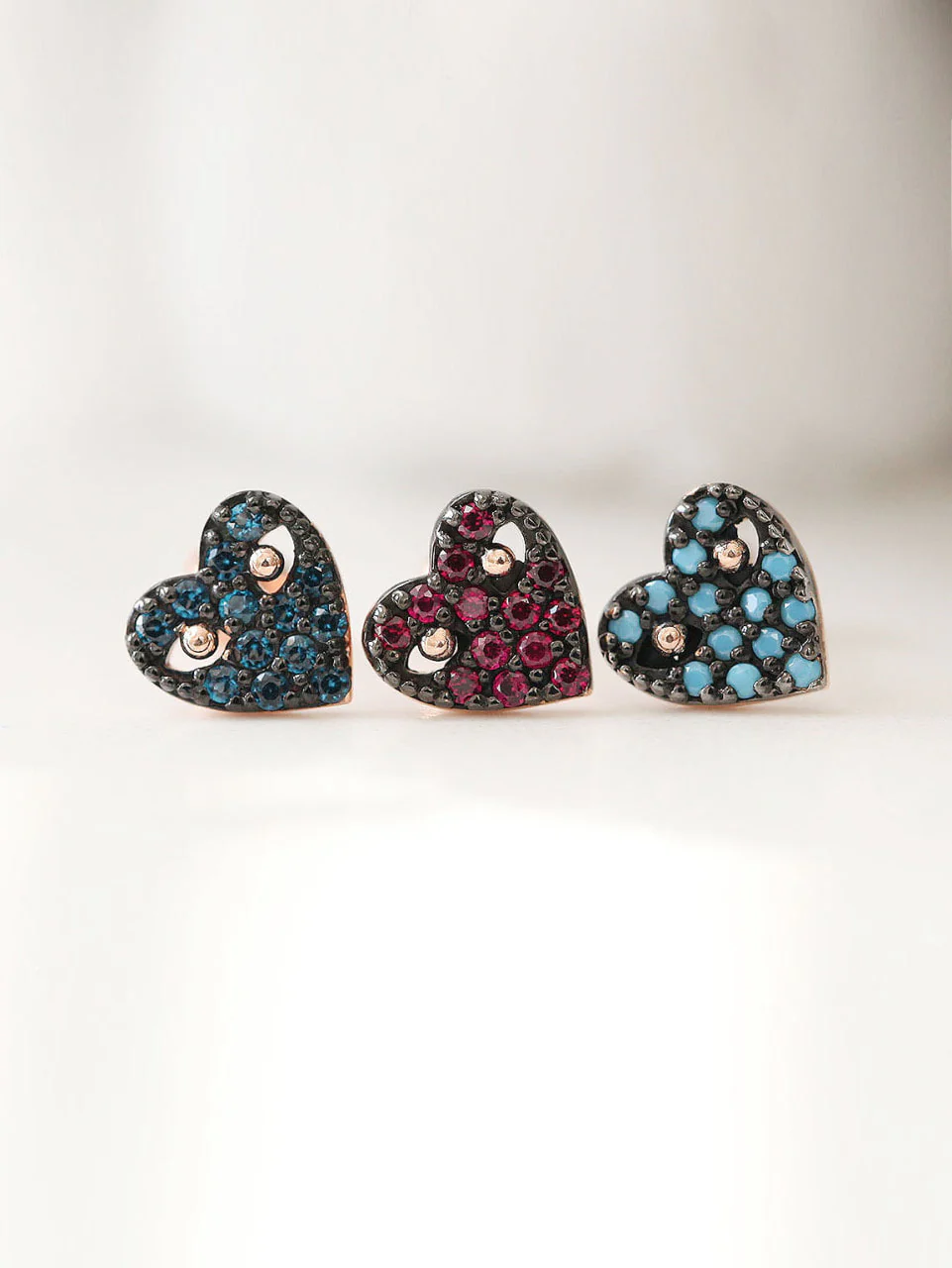 14K Gold CZ Heart Cartilage Earring 18G16G - Image 4