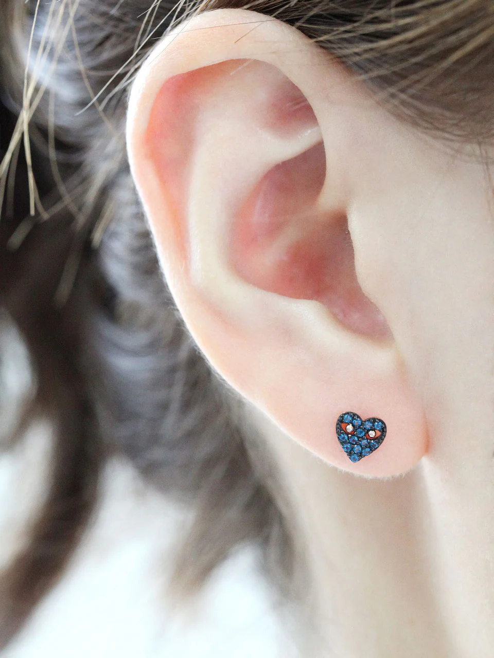 14K Gold CZ Heart Cartilage Earring 18G16G - Image 8