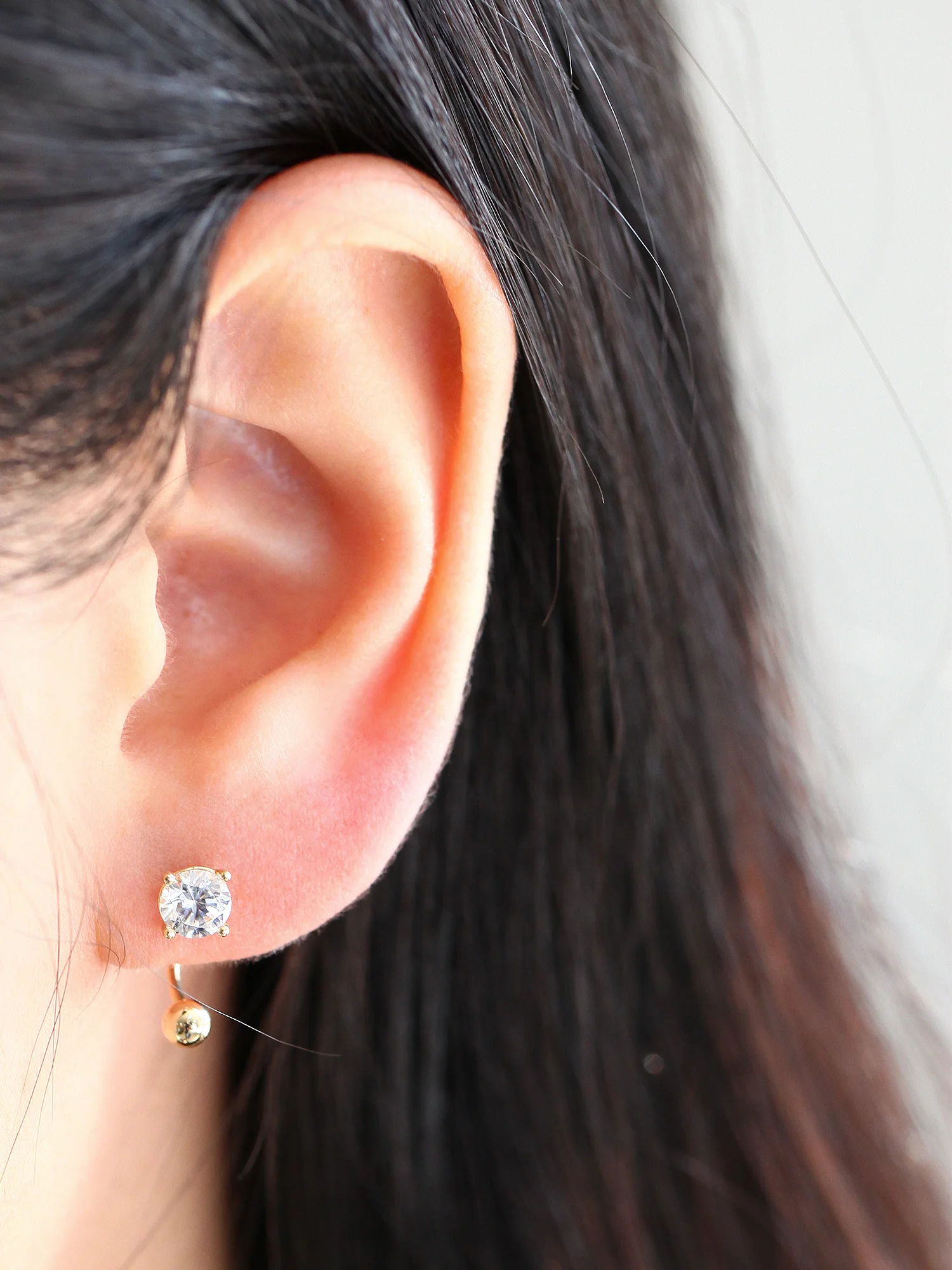 14K Gold Round CZ U shape tragus piercing 18g - Image 6