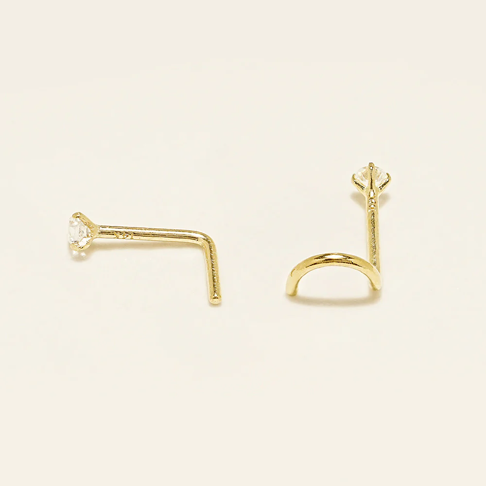 14K Gold Daily Cubic Nose Piercing 20G - Image 14