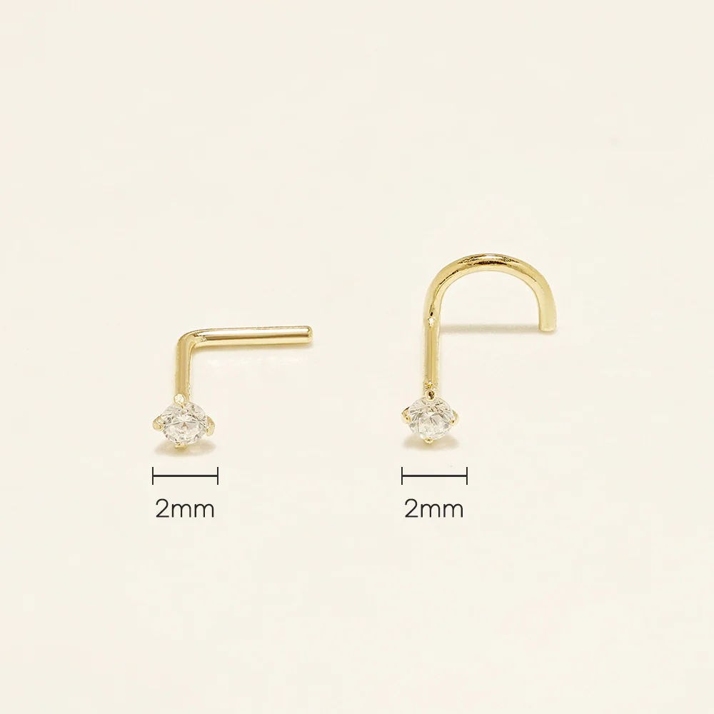14K Gold Daily Cubic Nose Piercing 20G - Image 15