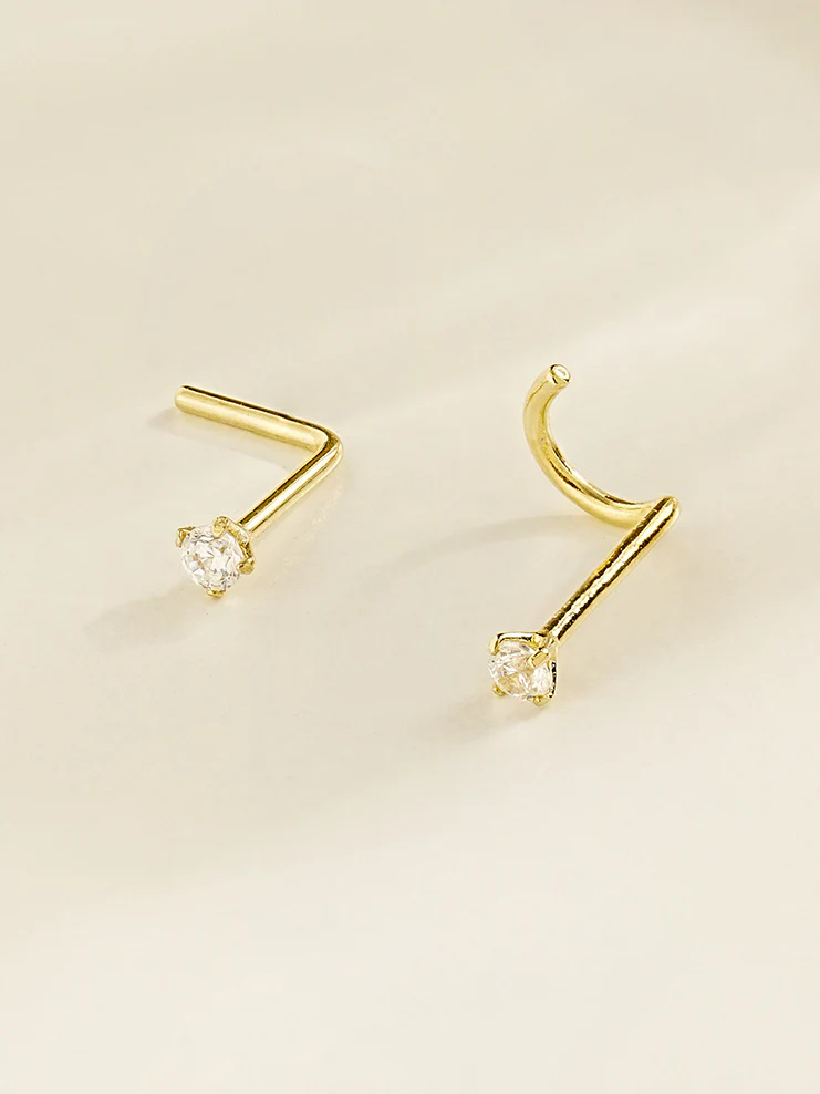 14K Gold Daily Cubic Nose Piercing 20G - Image 3