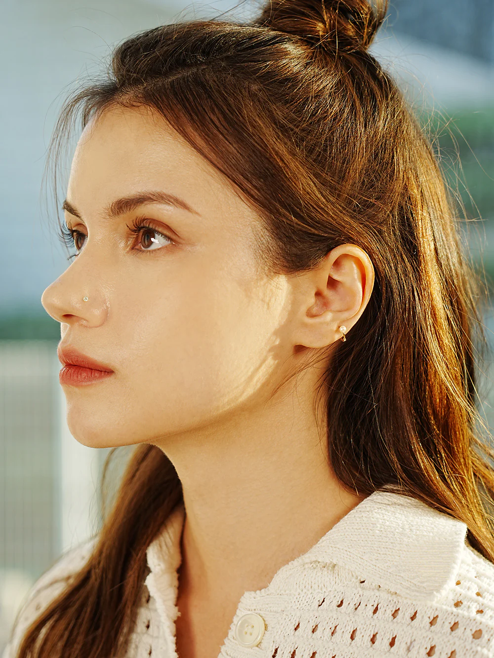 14K Gold Daily Cubic Nose Piercing 20G - Image 4