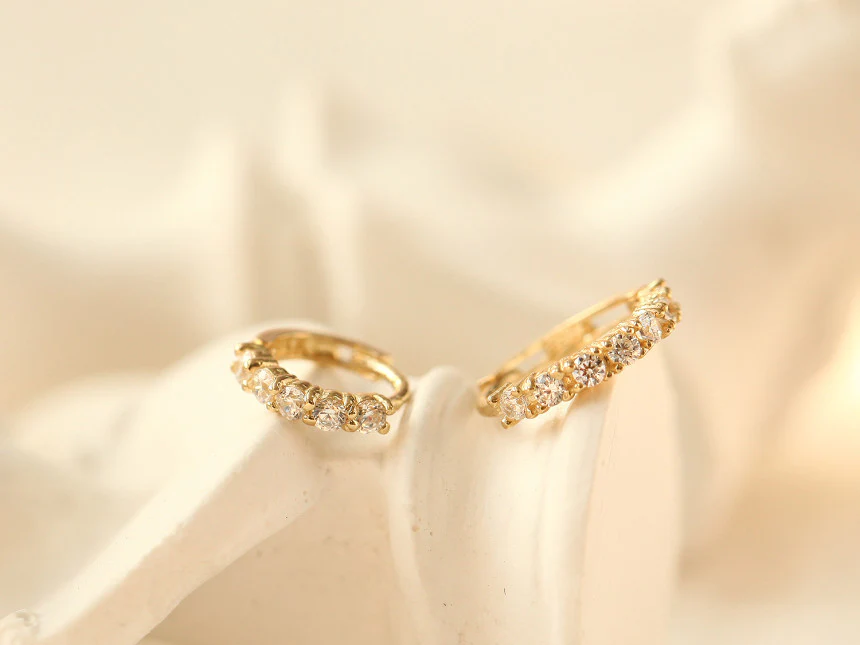 14K Gold Daily CZ Cartilage Hoop Earring - Image 14
